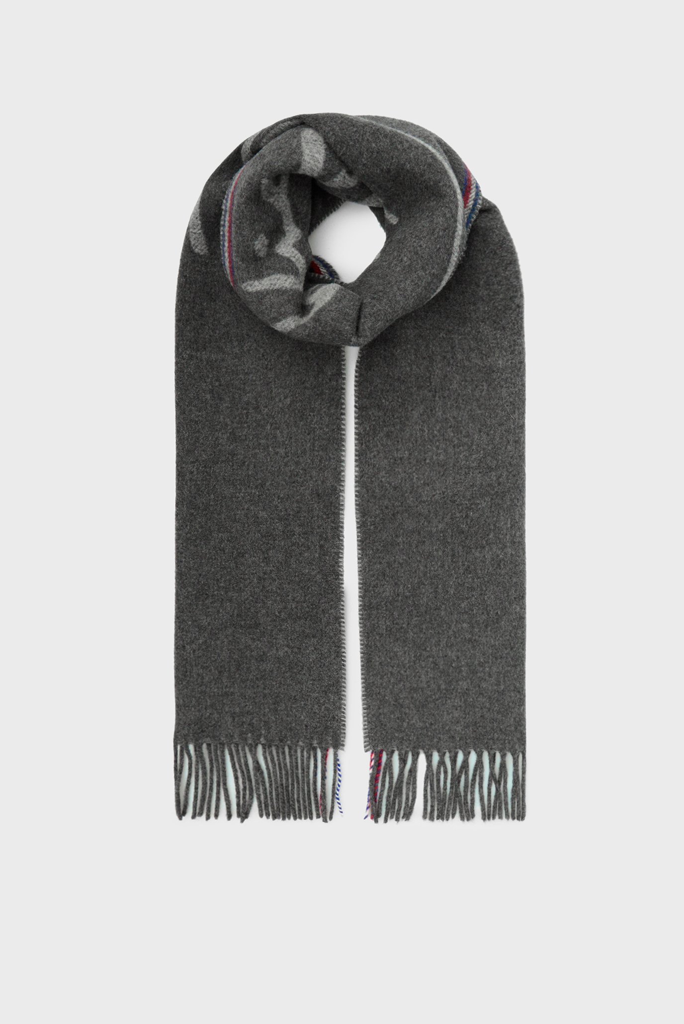 Мужской серый шерстяной шарф TH SIGNATURE SCARF 1