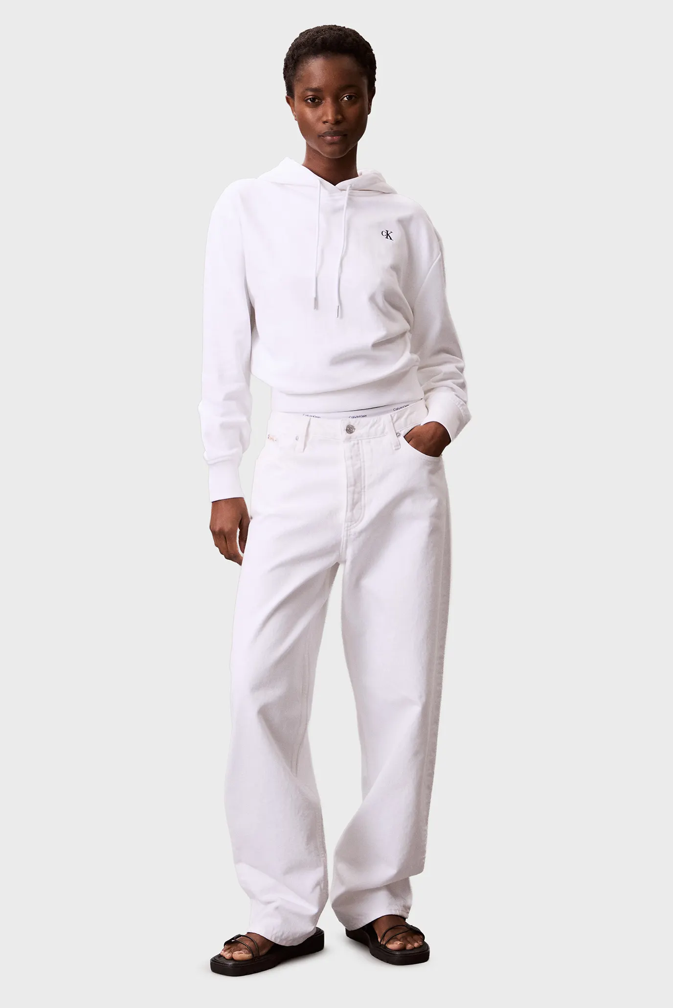 Женское белое худи MONOGRAM TERRY 6