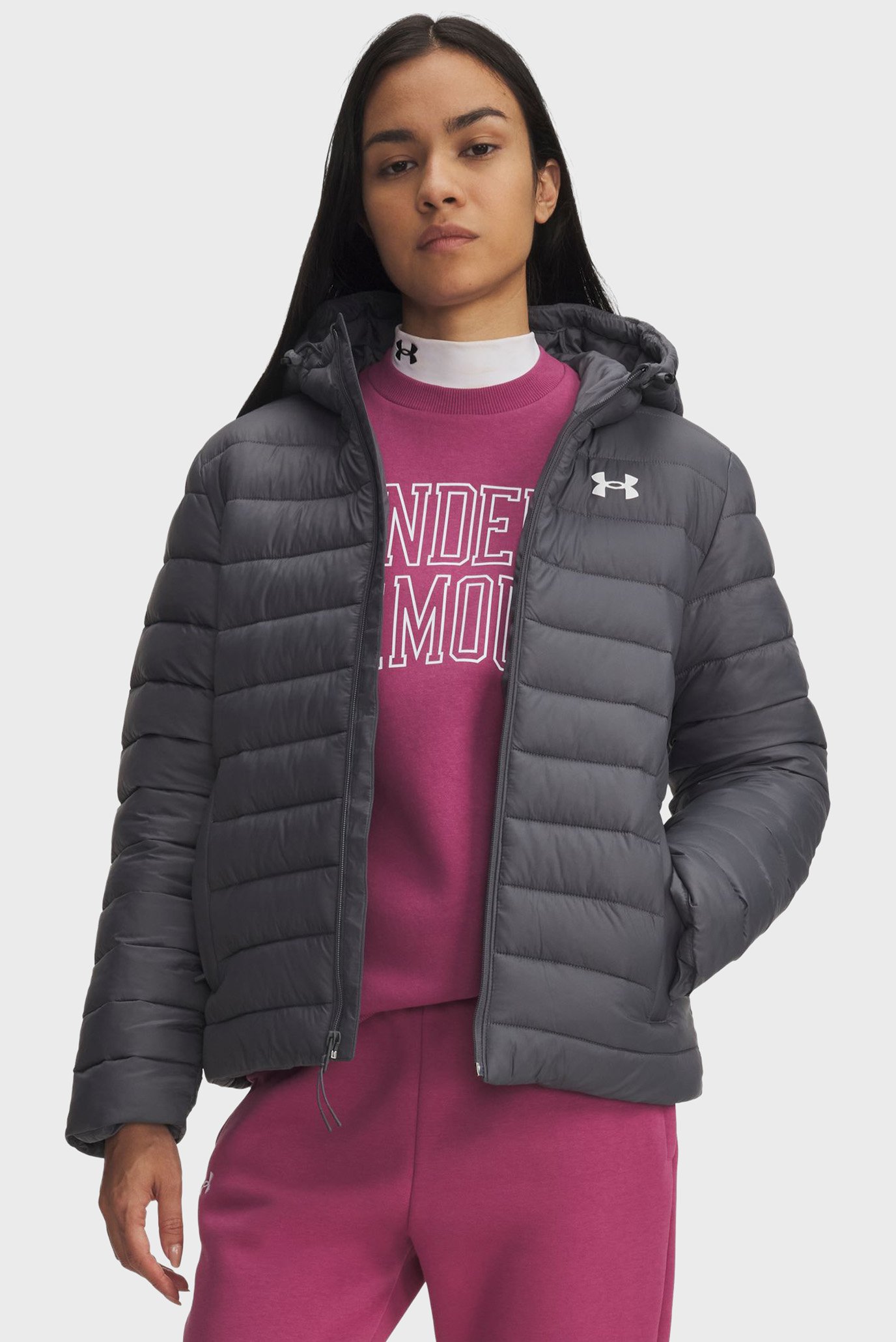 Женская серая куртка UA Sportswear Insulate Jkt Серый M Under Armour 6006353-025 Женская серая куртка UA Sportswear Insulate Jkt Серый M Under Armour 6006353-025