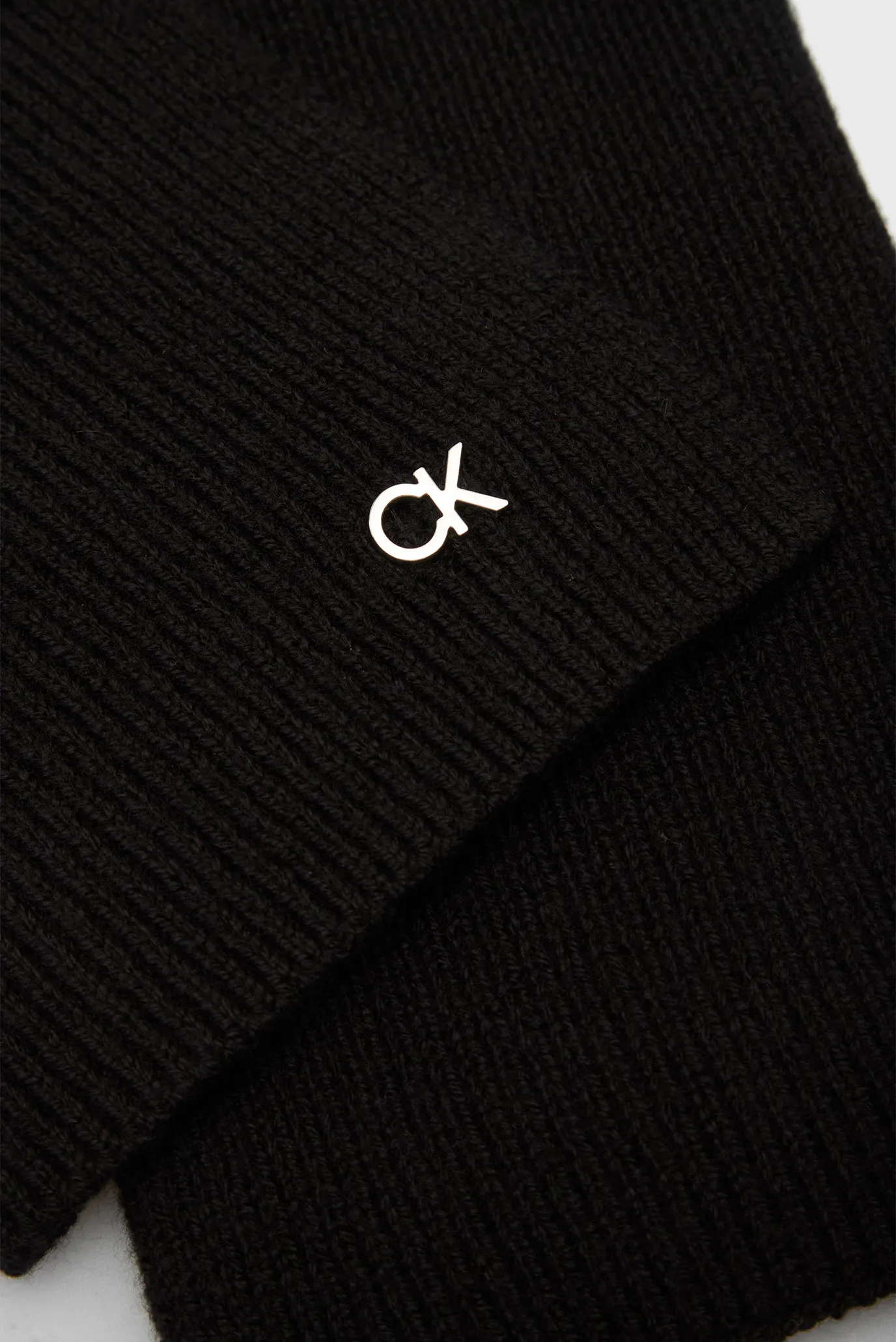 Жіночий чорний вовняний шарф CK METAL CHUNKY RIB HW SCARF 3