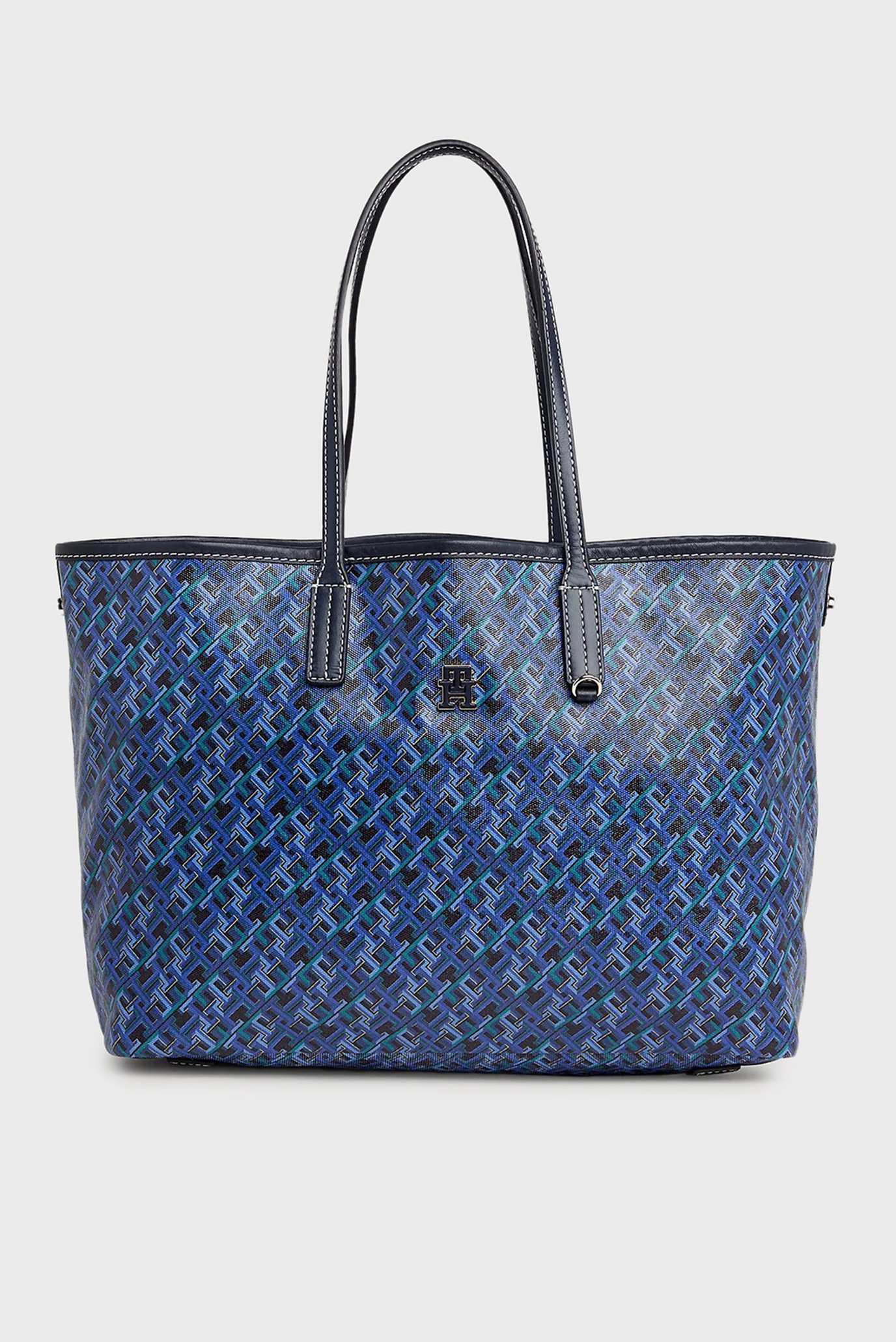 Жіноча синя сумка з візерунком TH MONOPLAY LEATHER TOTE MONO 1