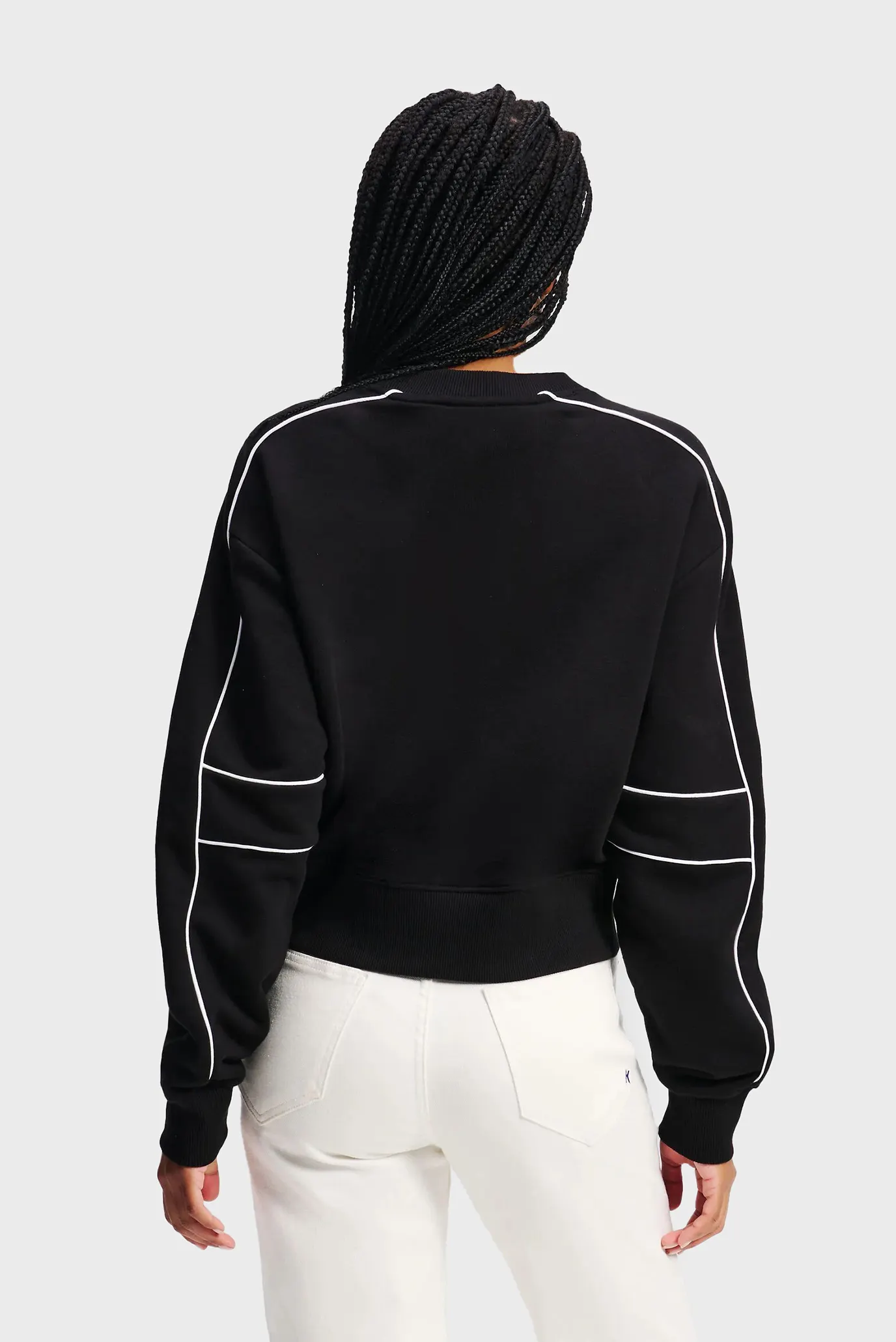 Жіночий чорний світшот relaxed crop piping 3