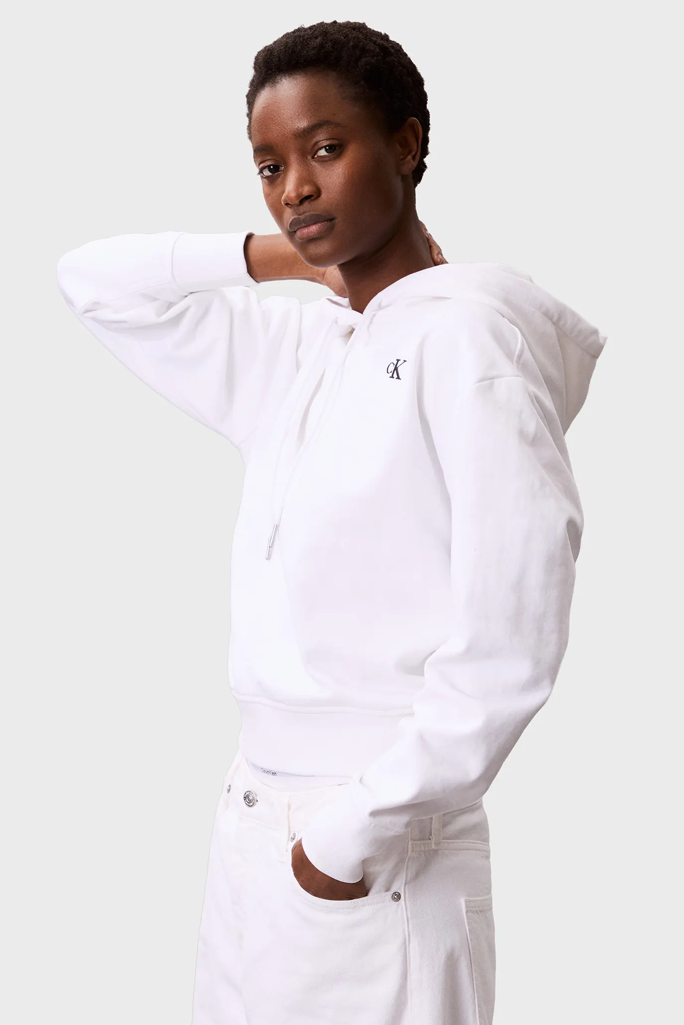 Женское белое худи MONOGRAM TERRY 5