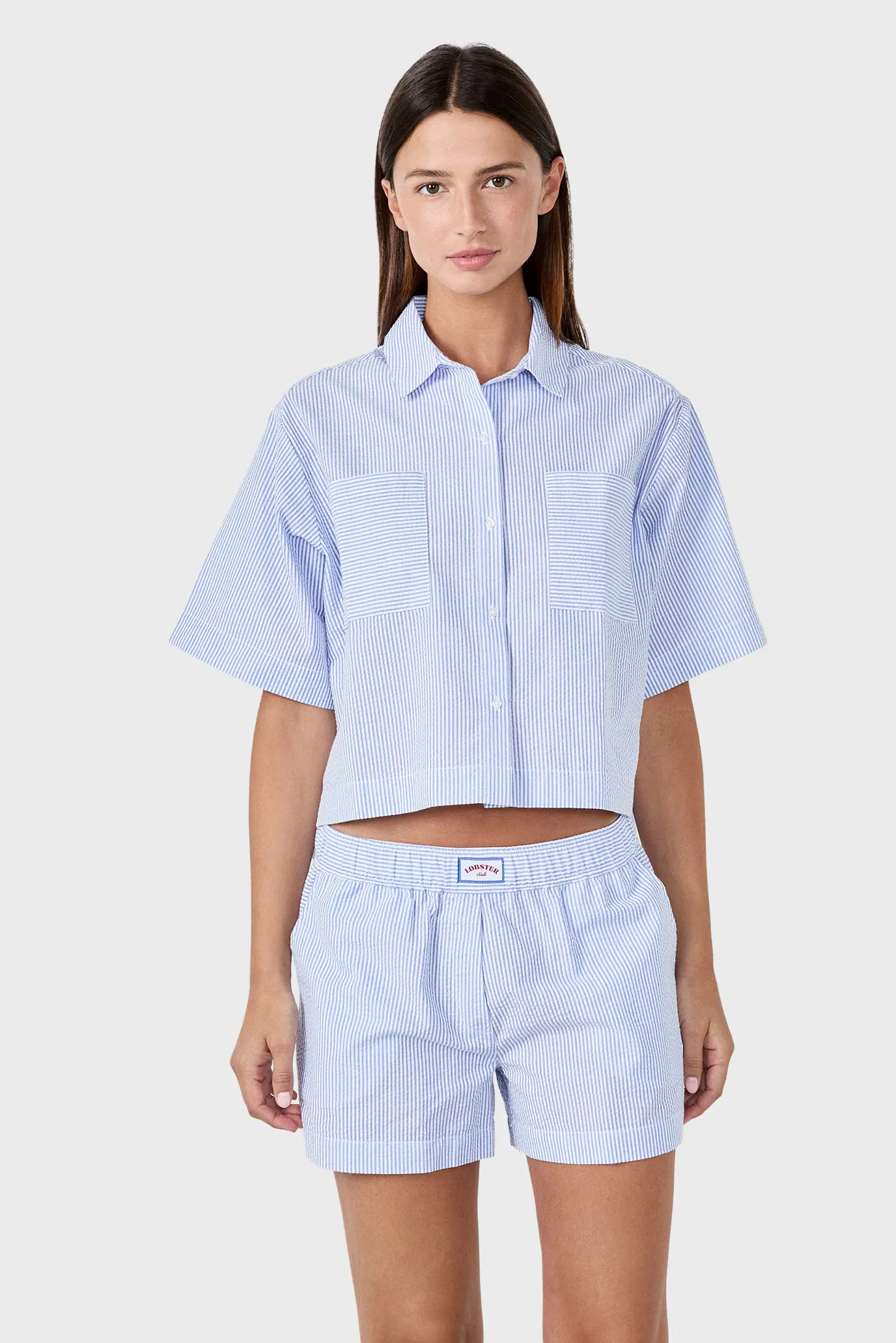 Женские голубые шорты в полоску SEANY 2