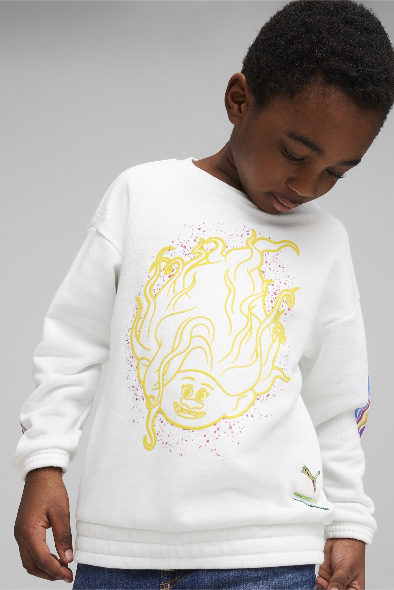 Детский белый свитшот PUMA x TROLLS Kids' Sweatshirt 1