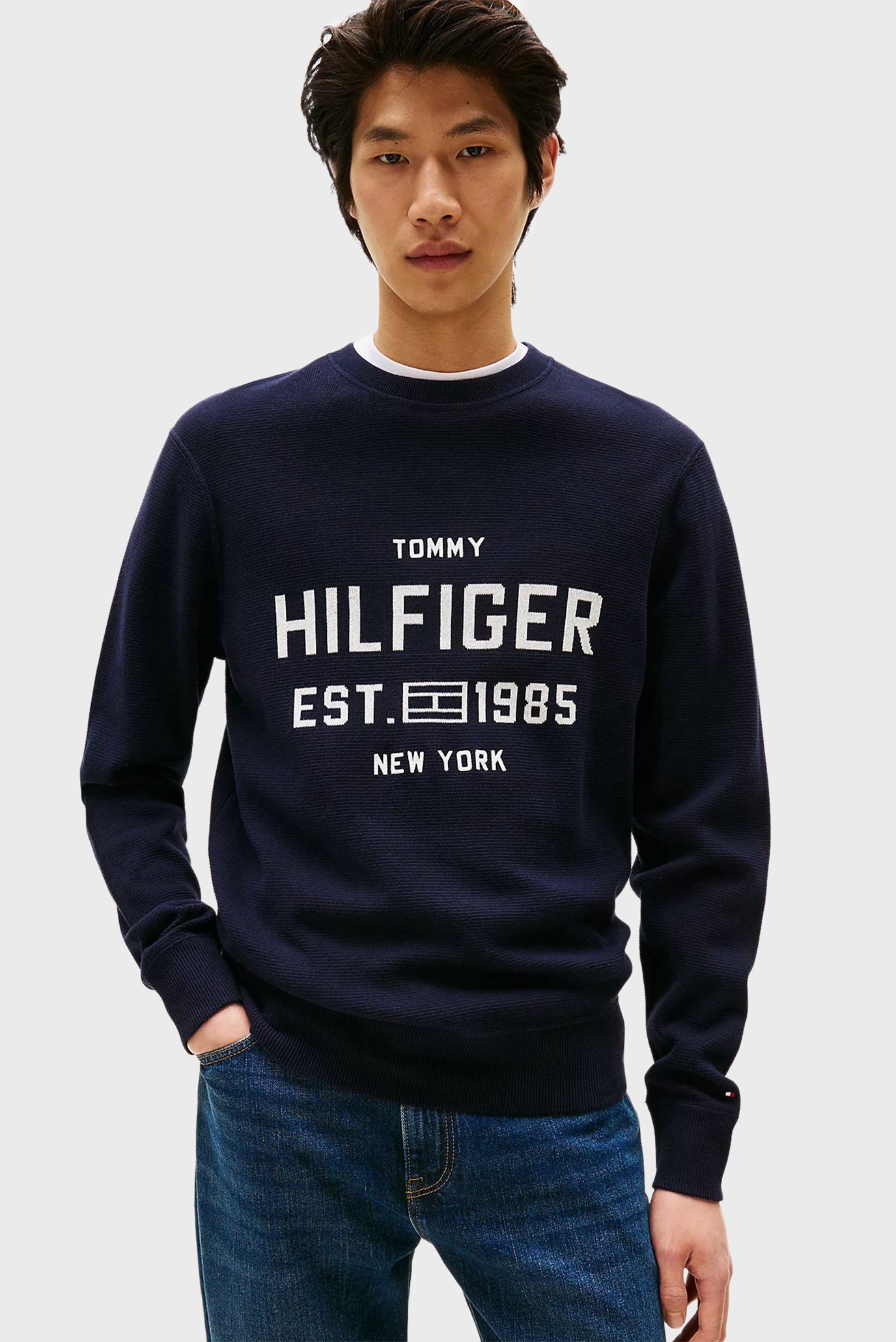 Мужской темно-синий джемпер ATHLEISURE Синий XL Tommy Hilfiger MW0MW39533 Мужской темно-синий джемпер ATHLEISURE Синий XL Tommy Hilfiger MW0MW39533