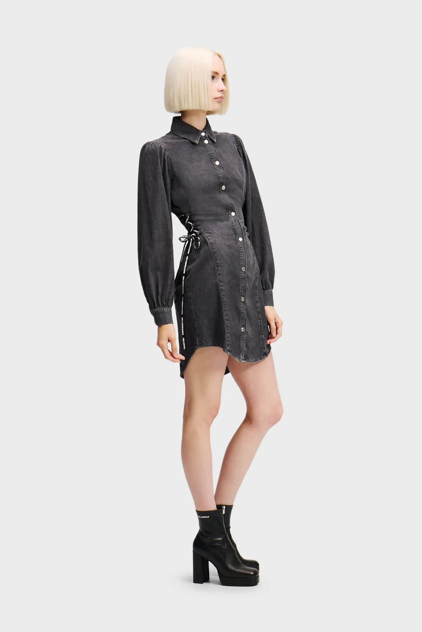 Женское темно-серое джинсовое платье KLJ DENIM TIED DRESS 3