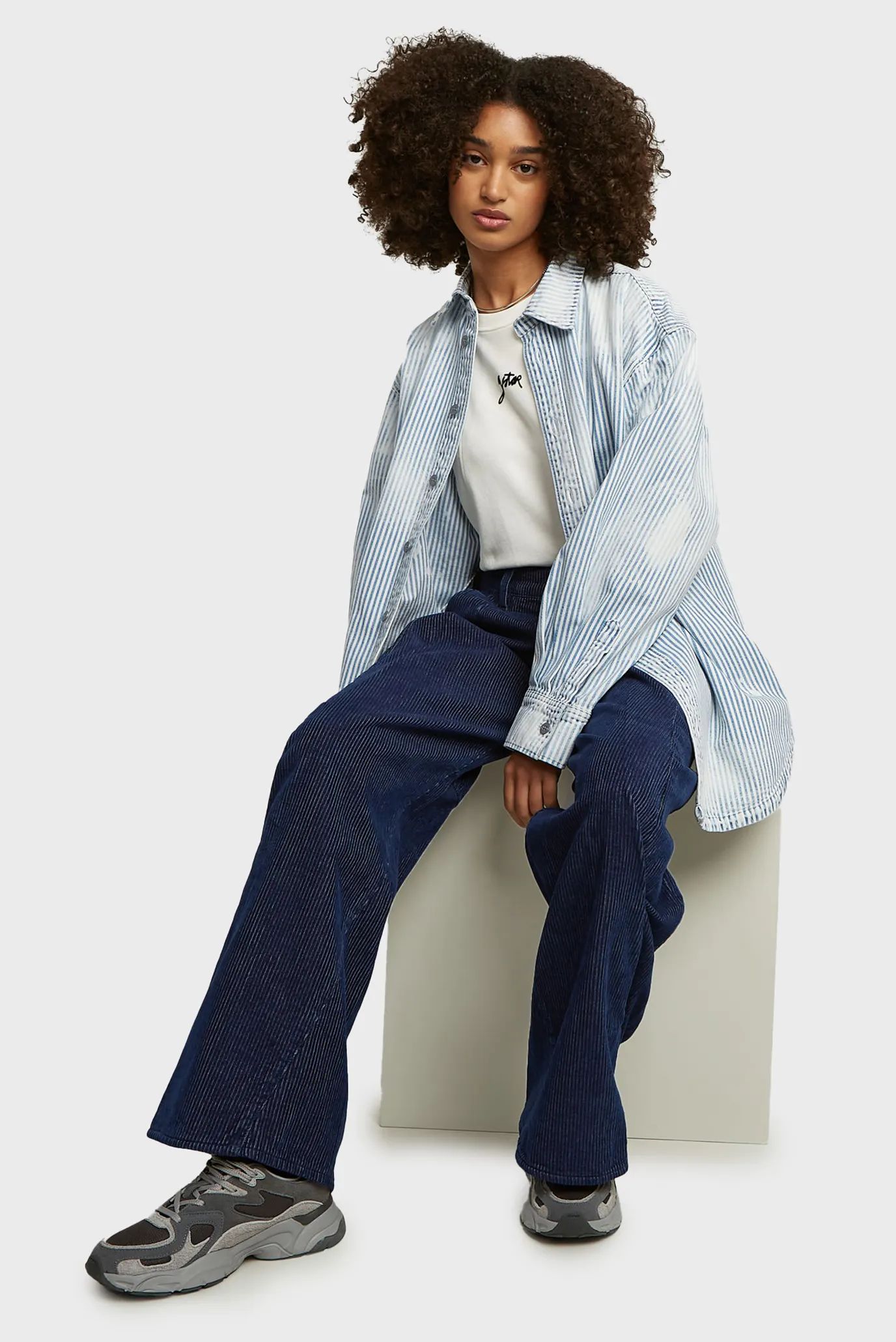 Женская джинсовая рубашка в полоску Maxi overshirt 5