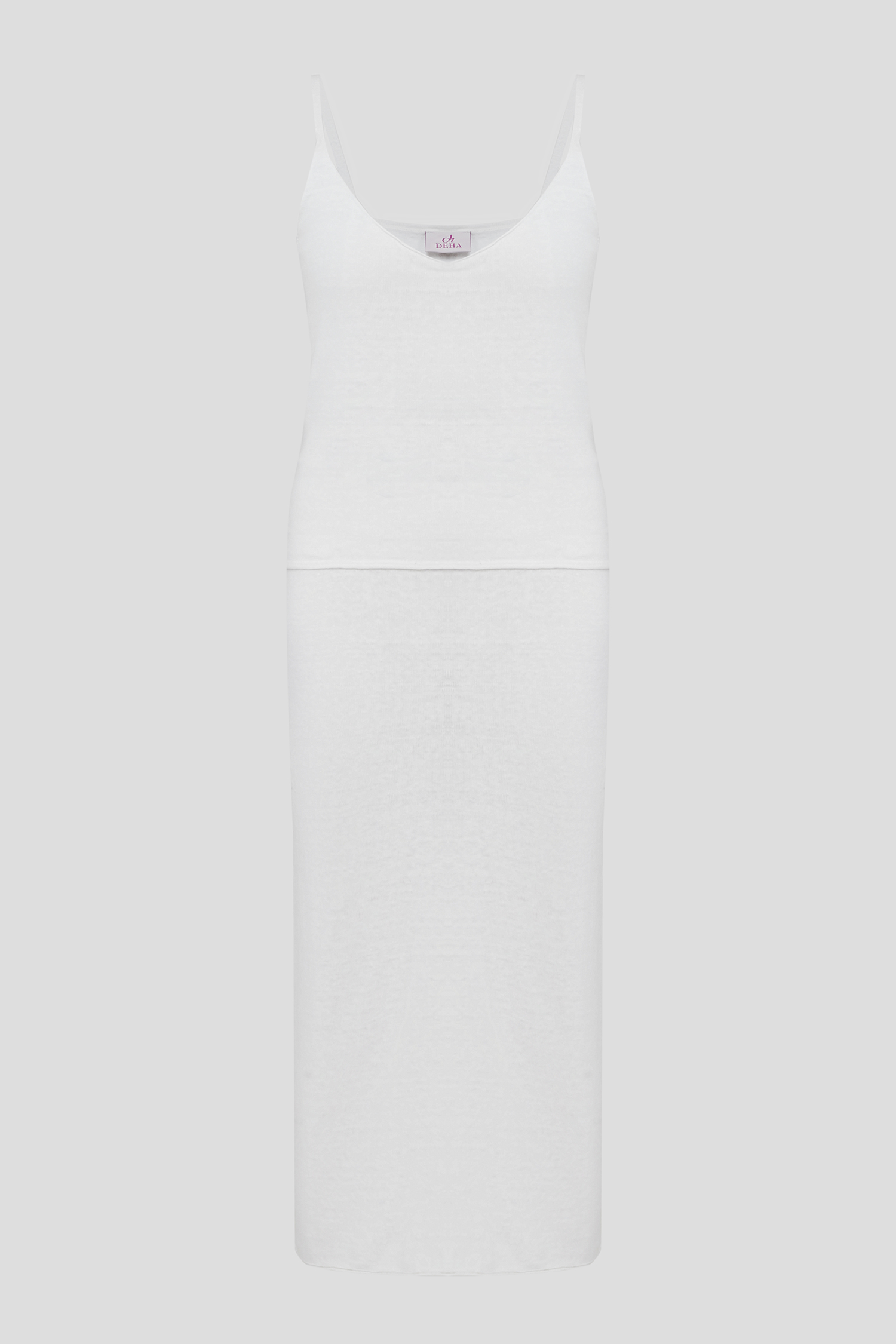 Женский белый льняной комплект одежды (топ, юбка) 1