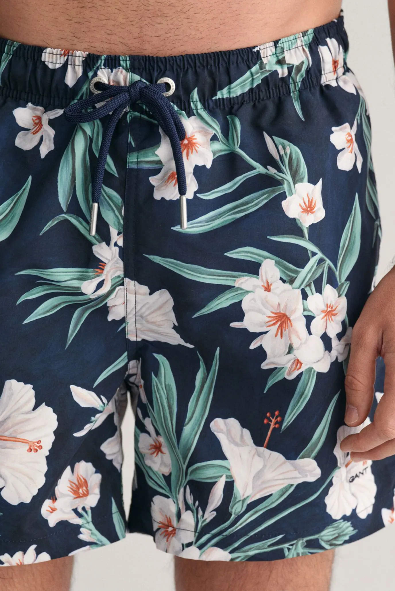 Мужские темно-синие плавательные шорты с узором OLEANDER PRINT SWIM SHORTS 4