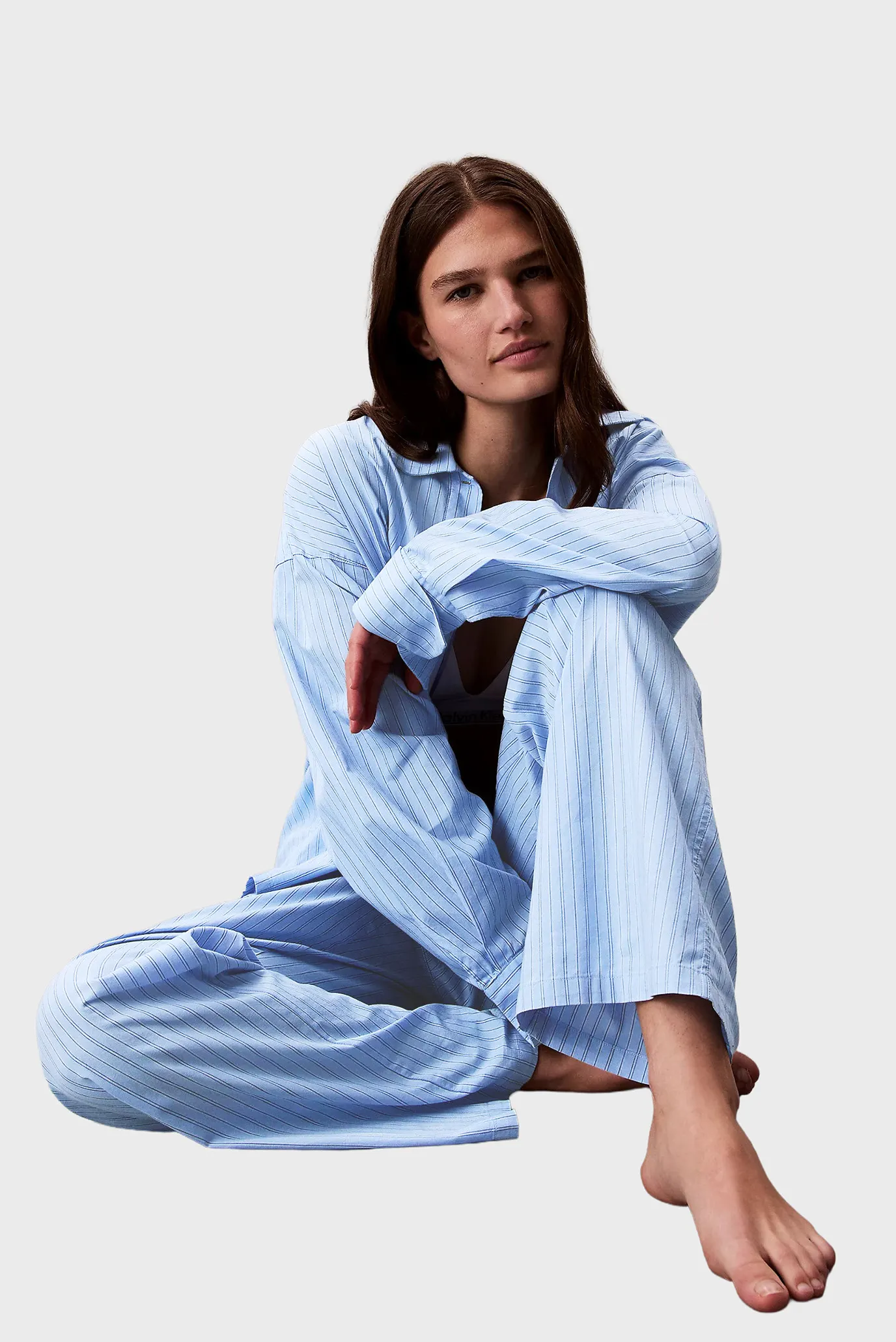 Женские голубые брюки в полоску LOGO WB POPLIN 5