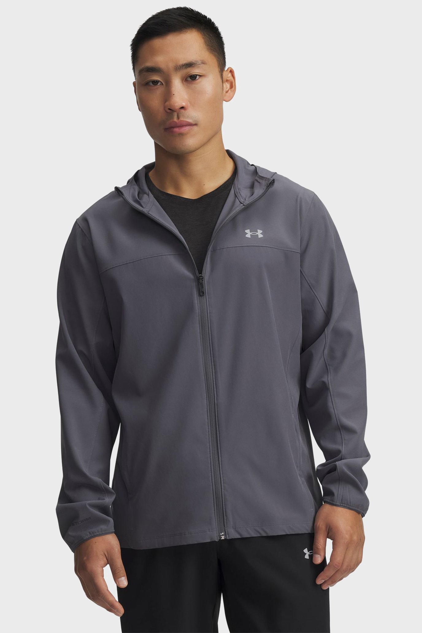 Мужская серая ветровка UA Velociti Pro Storm Jacket Серый M Under Armour 6005897-025 Мужская серая ветровка UA Velociti Pro Storm Jacket Серый M Under Armour 6005897-025