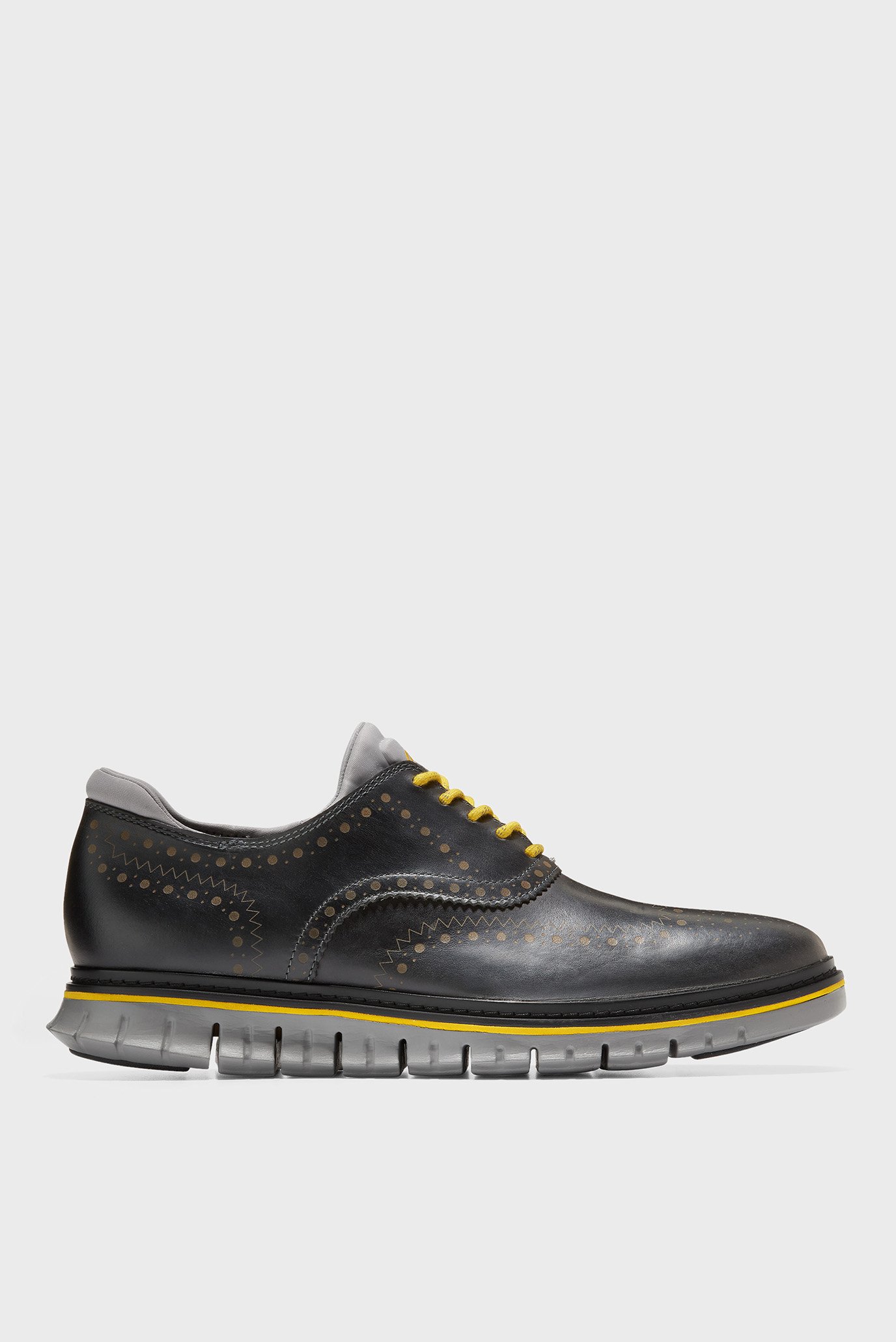 Мужские черные кожаные броги ZERØGRAND Wingtip Oxford 1