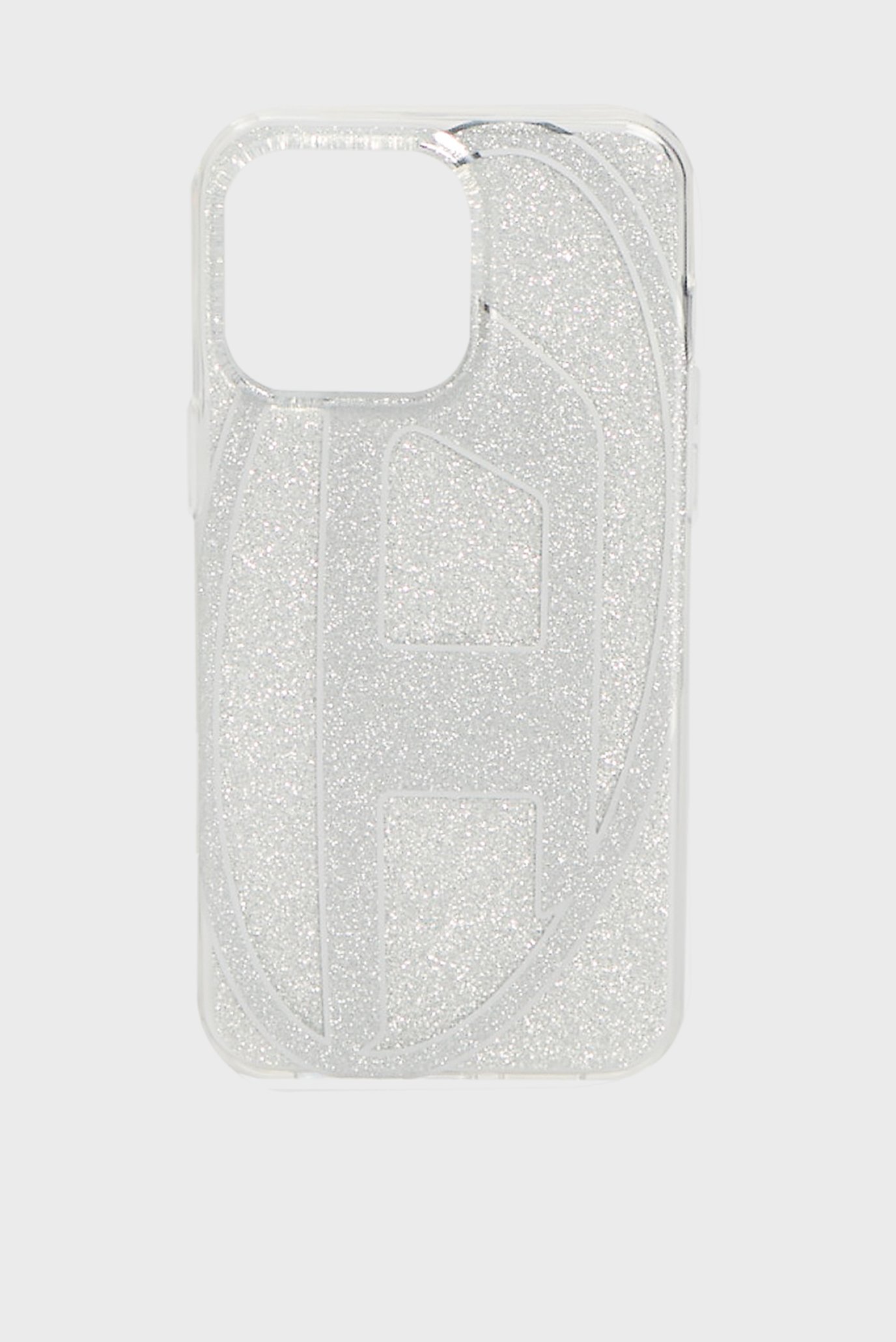 Серебристый чехол для телефона Diesel Oval D Glitter Case SS24 for iPhone 15 Pro Max 1