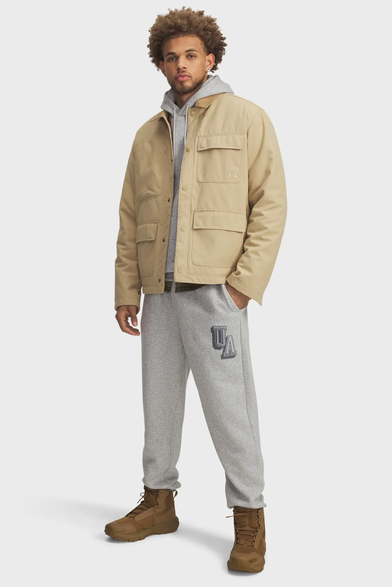 Чоловічі сірі спортивні штани UA Icon Flc Graphic Jgr 2