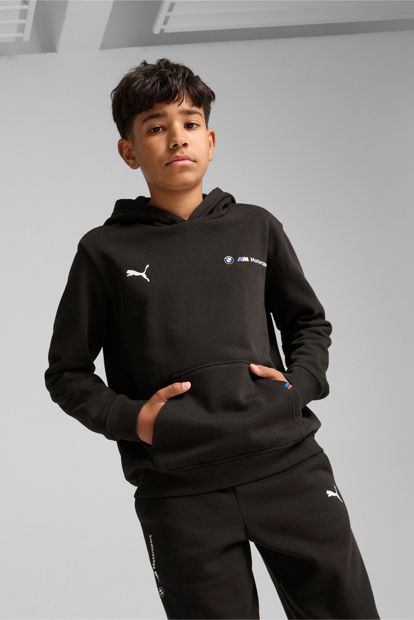 Детское черное худи BMW M Motorsport ESS+ Fleece Hoodie Youth 1