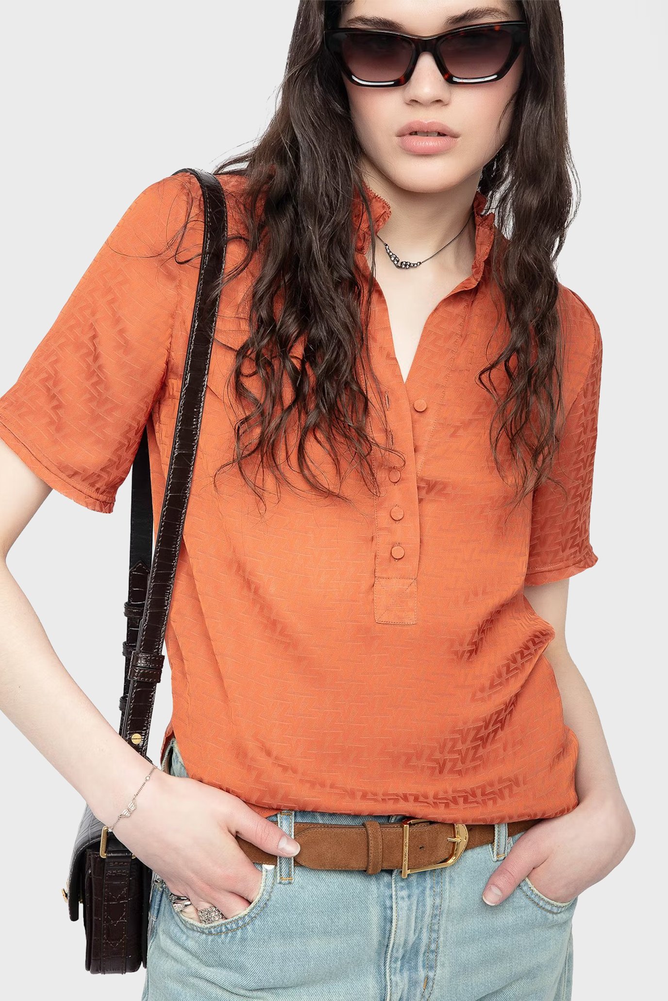 Женская терракотовая блуза Topher Красный XS ZADIG&VOLTAIRE WWTO01998_SIENNA Женская терракотовая блуза Topher Красный XS ZADIG&VOLTAIRE WWTO01998_SIENNA