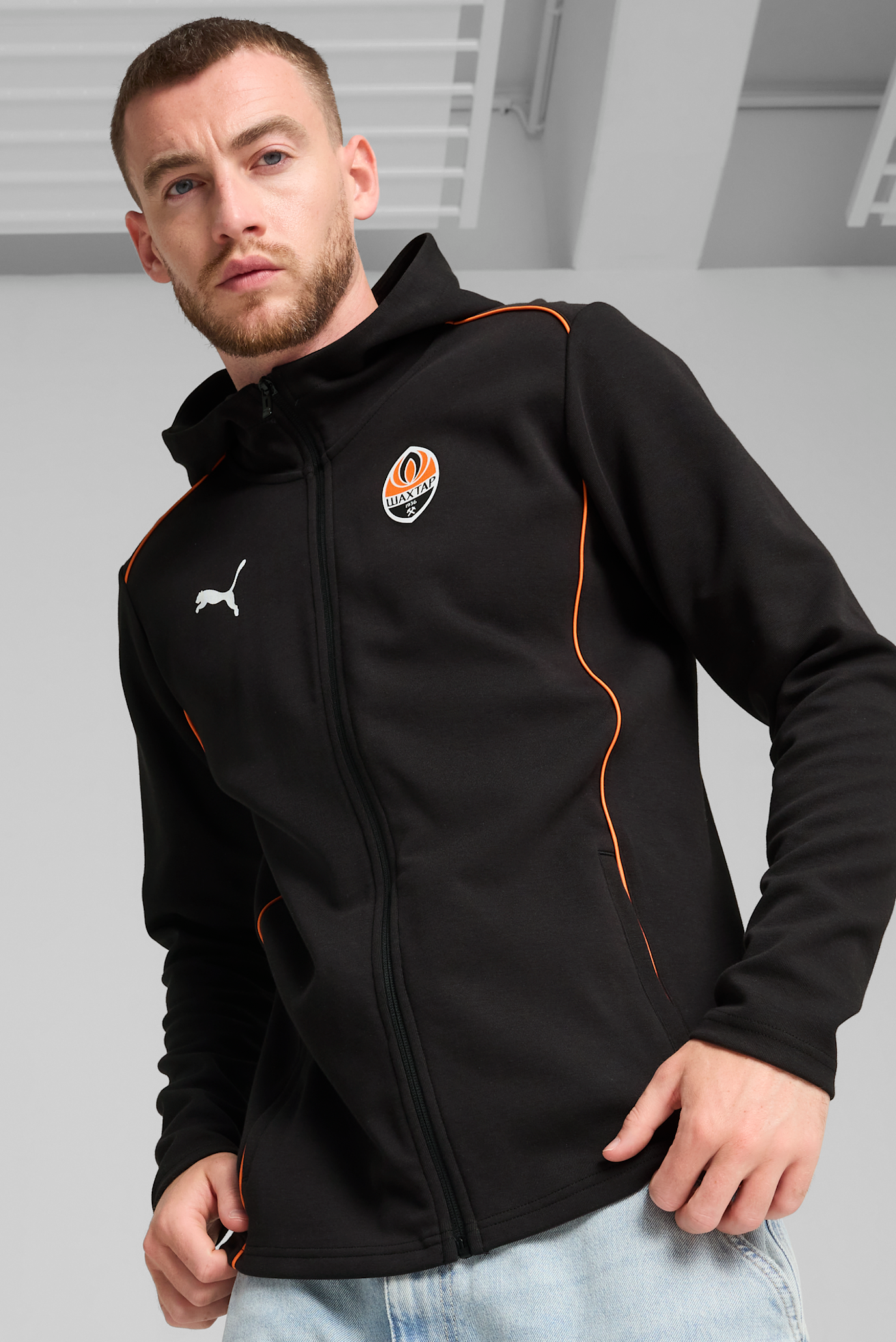 Мужская черная куртка FC Shakhtar Donetsk Casuals Hooded Jacket 1