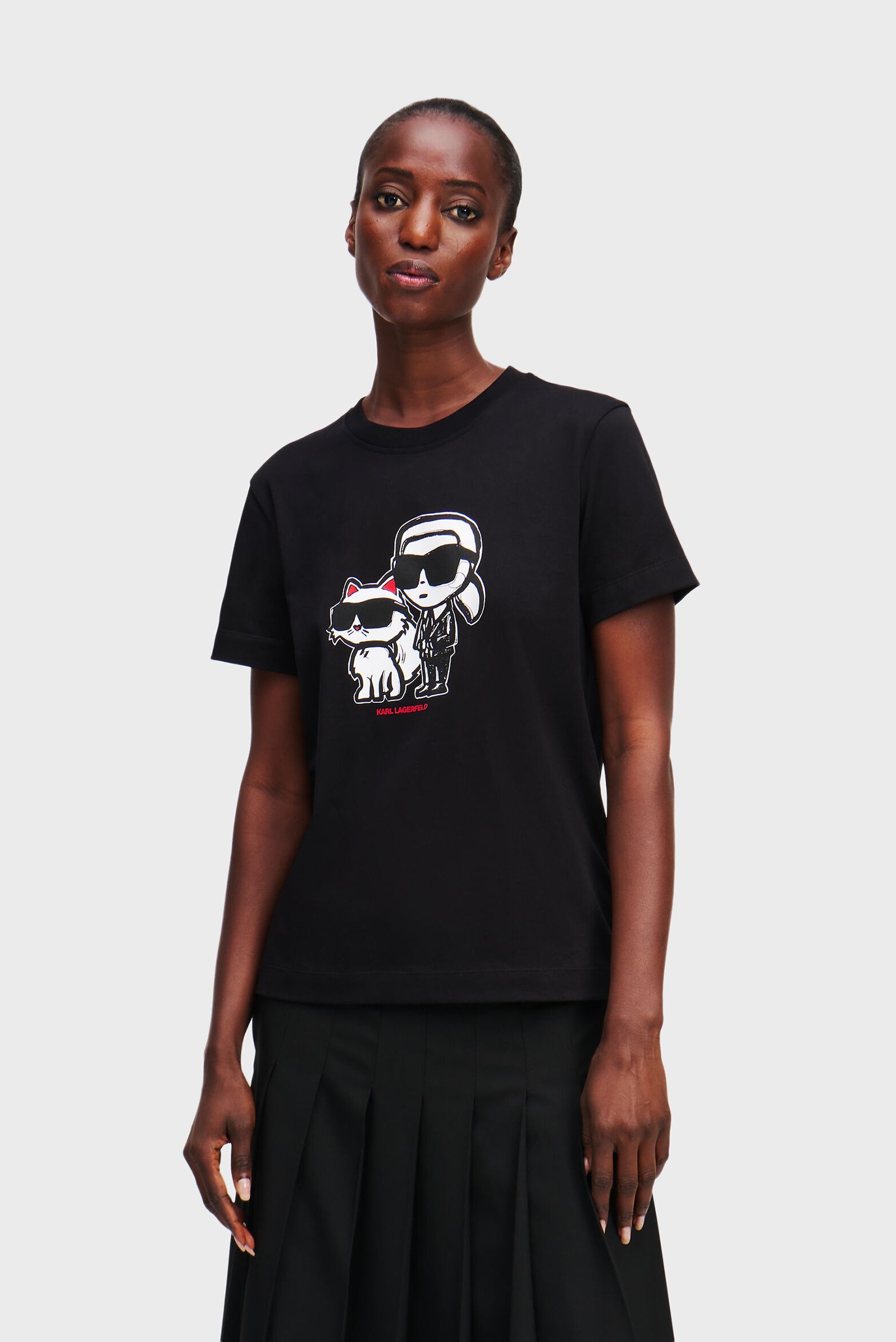 Женская черная футболка IKON SKETCH DUO Черный S Karl Lagerfeld A1W17129 Женская черная футболка IKON SKETCH DUO Черный S Karl Lagerfeld A1W17129