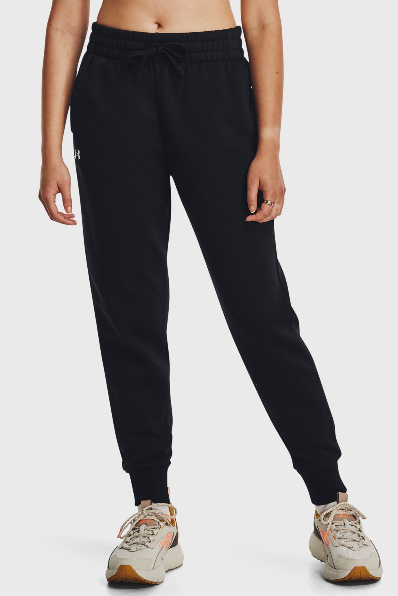 Женские черные спортивные брюки UA Rival Fleece Jogger 1