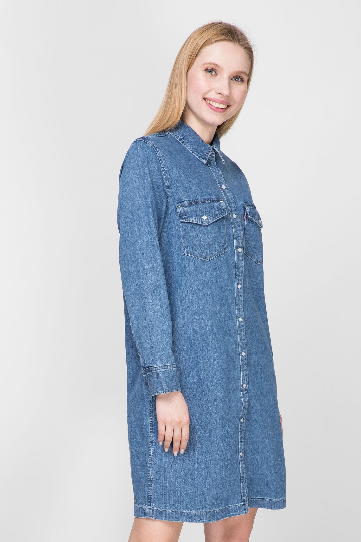 Женское синее джинсовое платье 1