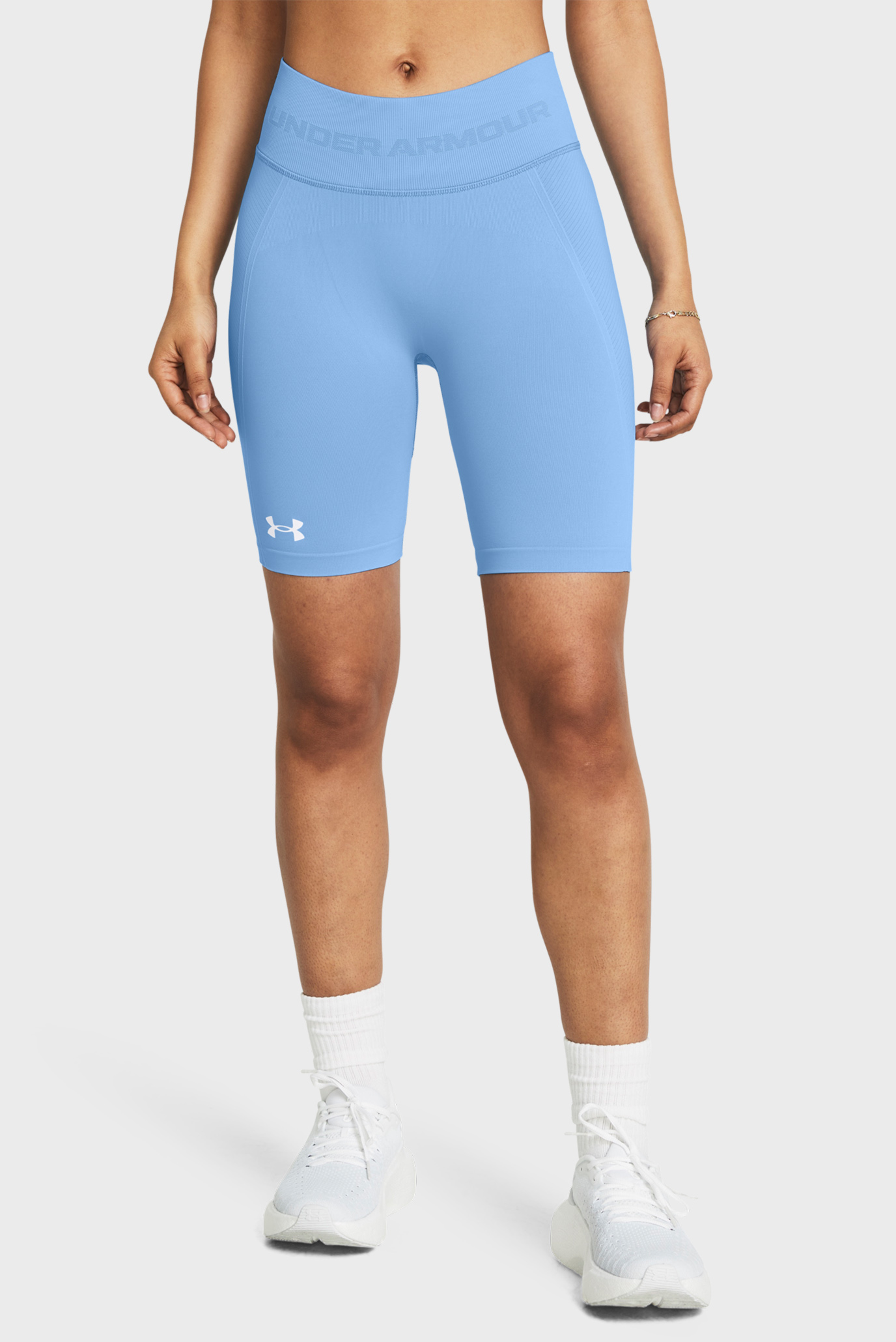 Женские голубые велосипедки UA Train Seamless Short 1