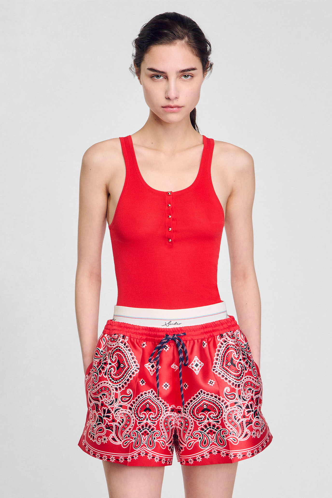 Женская красная майка Красный XS Sandro SFPPU02531_Red Женская красная майка Красный XS Sandro SFPPU02531_Red
