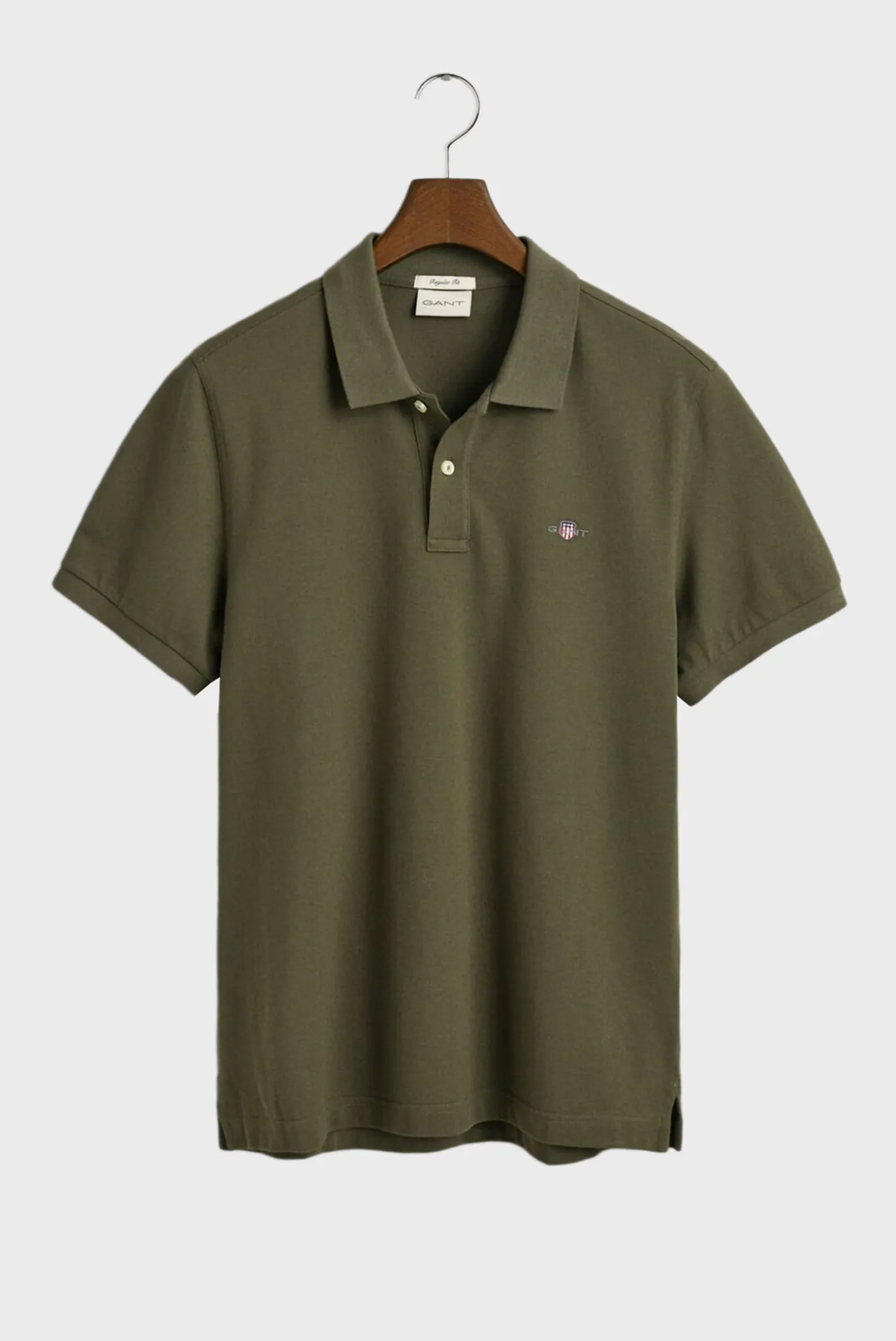 Мужское оливковое поло REG SHIELD SS PIQUE POLO 5