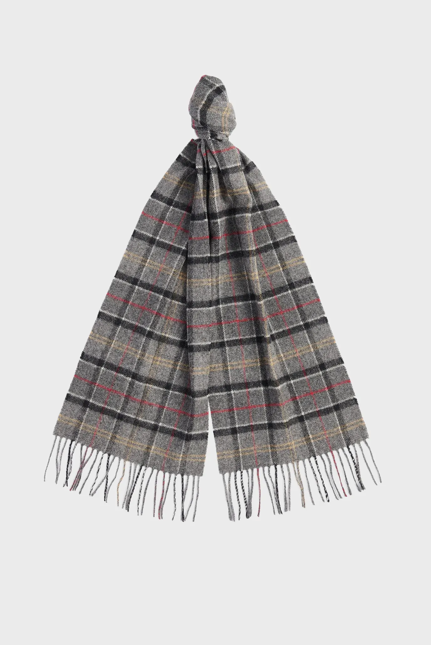 Мужской серый шерстяной шарф в клетку 2