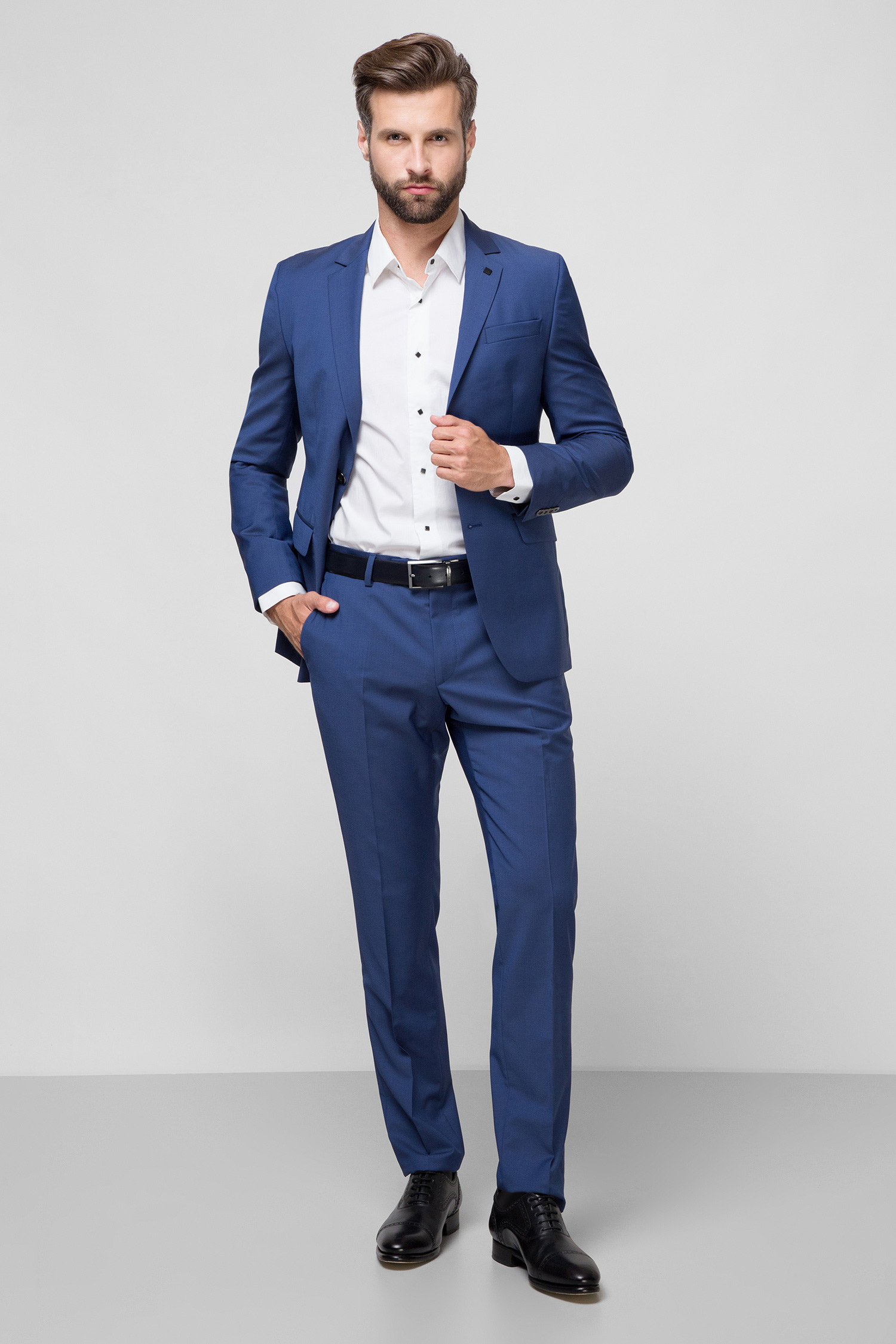 Мужской синий шерстяной костюм (пиджак, брюки) 1