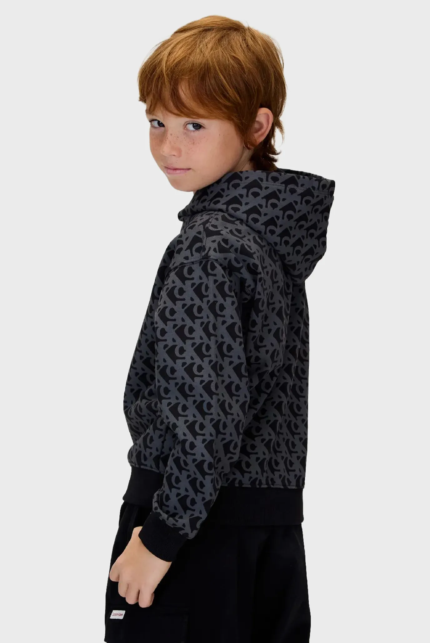 Дитяче чорне худі з візерунком LOGO 5