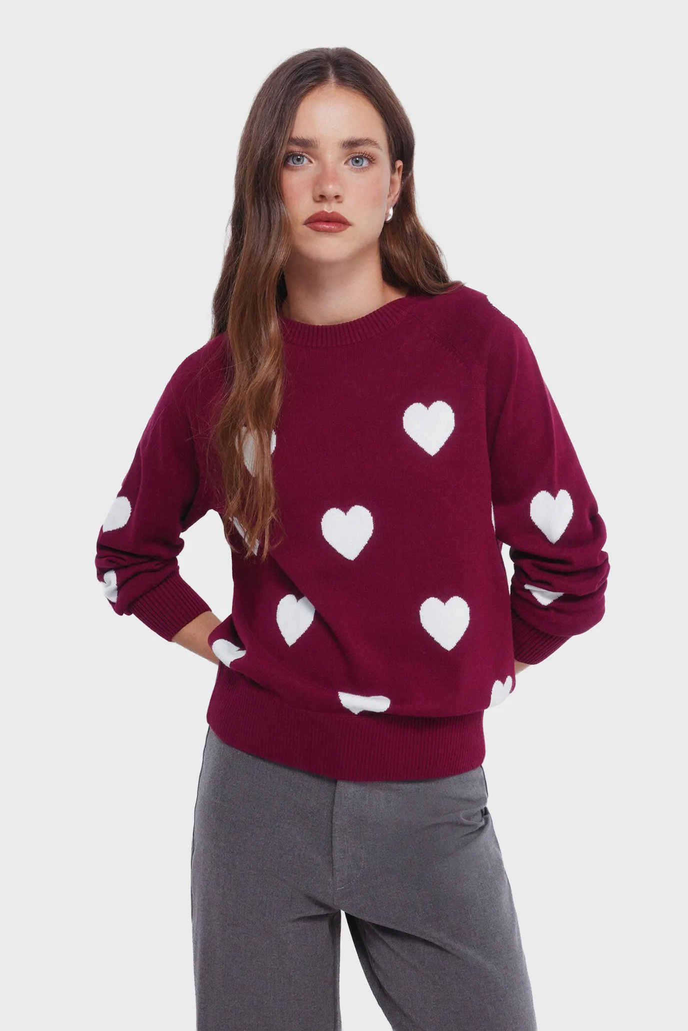 Женский бордовый джемпер с узором 1