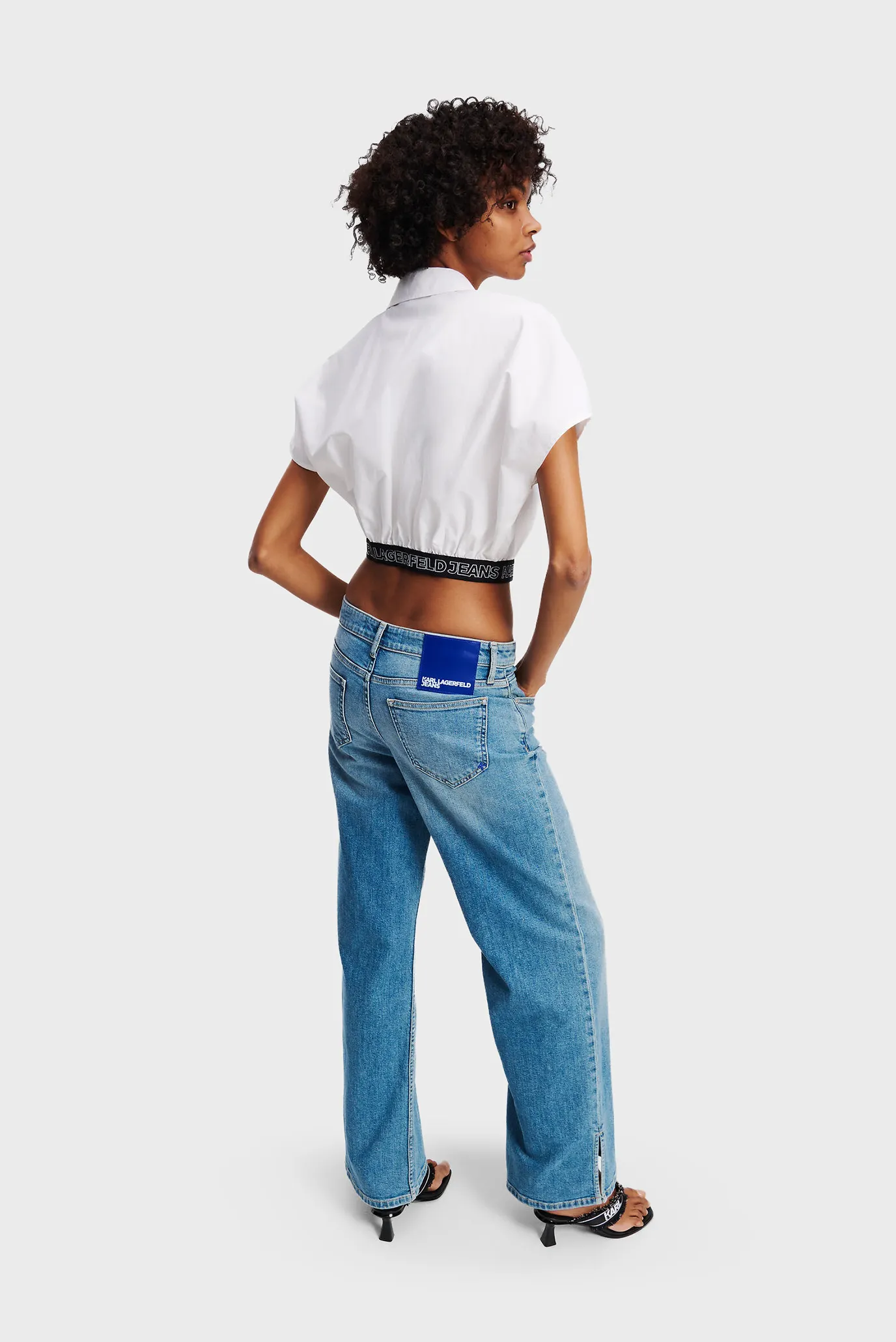 Женская белая рубашка cropped 3