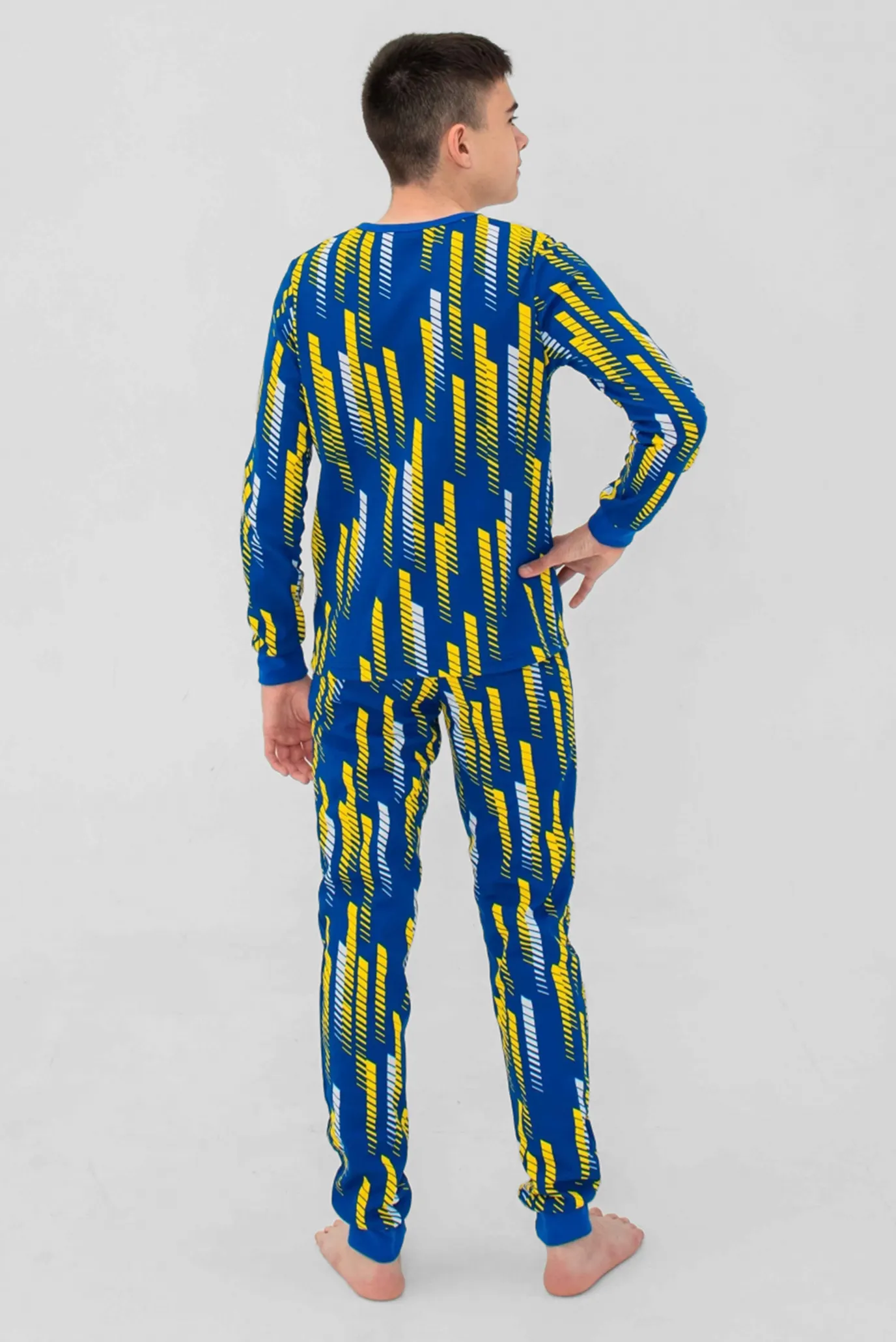 Дитяча темно-синя піжама з візерунком (лонгслів, брюки) 4