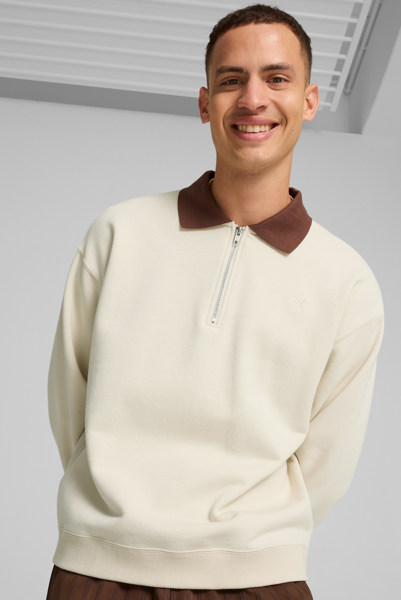 Мужское белое поло MMQ Quarter-Zip Top Men 1