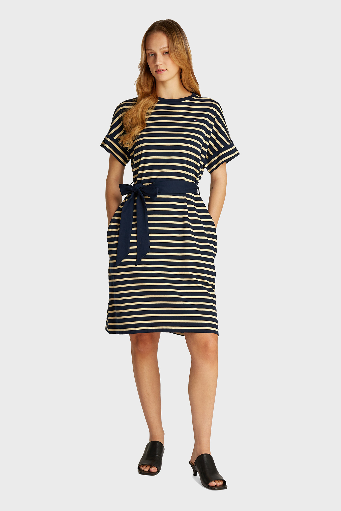 Женское платье в полоску COTTON INTERLOCK SHORT DRESS Разноцветный M Tommy Hilfiger WW0WW45183 Женское платье в полоску COTTON INTERLOCK SHORT DRESS Разноцветный M Tommy Hilfiger WW0WW45183