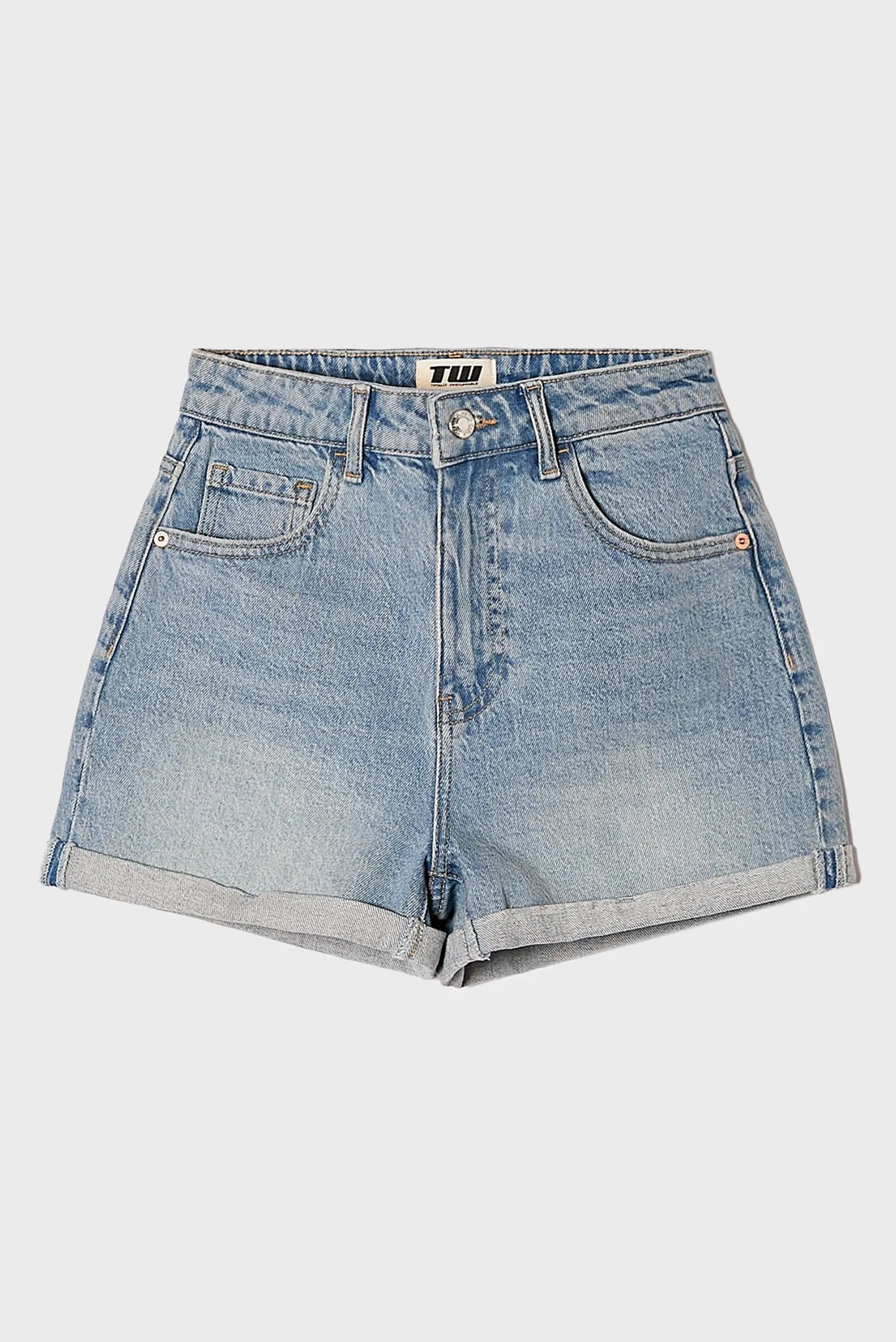 Женские голубые джинсовые шорты 5