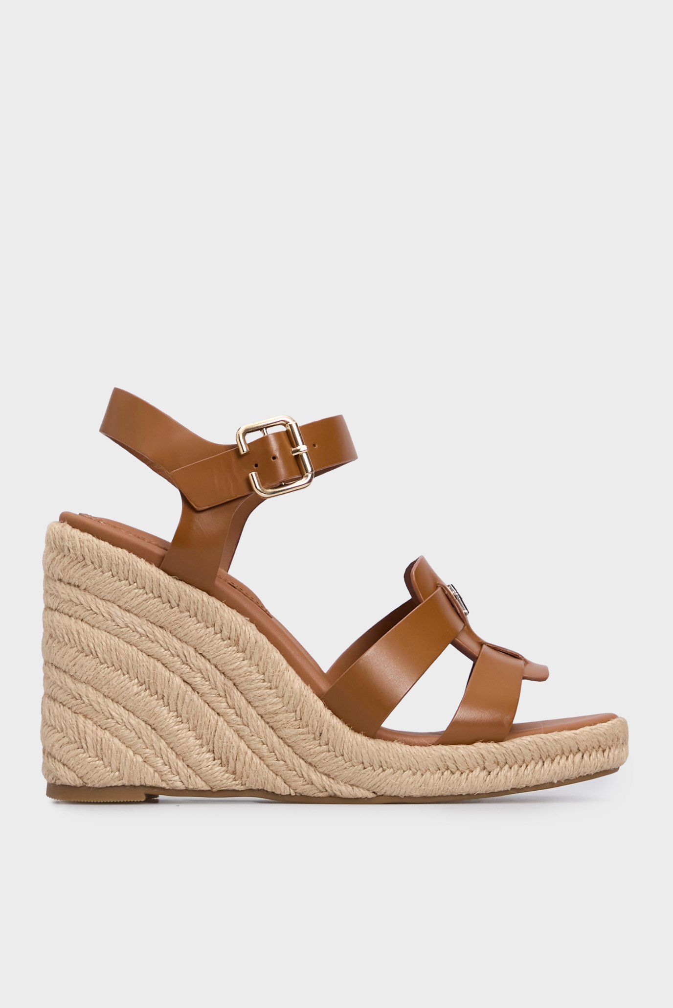 Женские коричневые кожаные босоножки ESPADRILLE HIGH WEDGE LEATHER 1