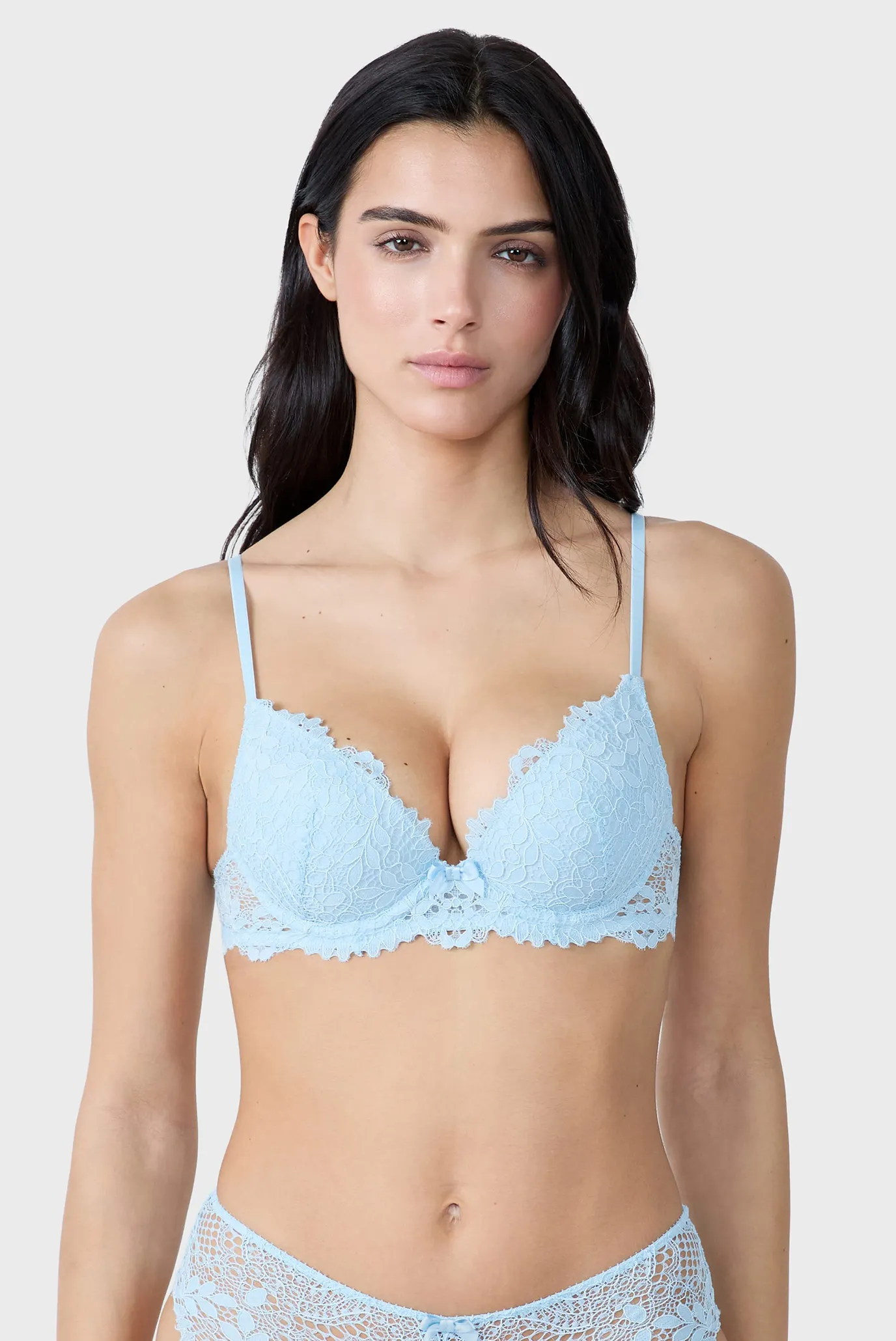 Жіночий блакитний бюстгальтер пуш-ап глибоке декольте SUCCESS 1