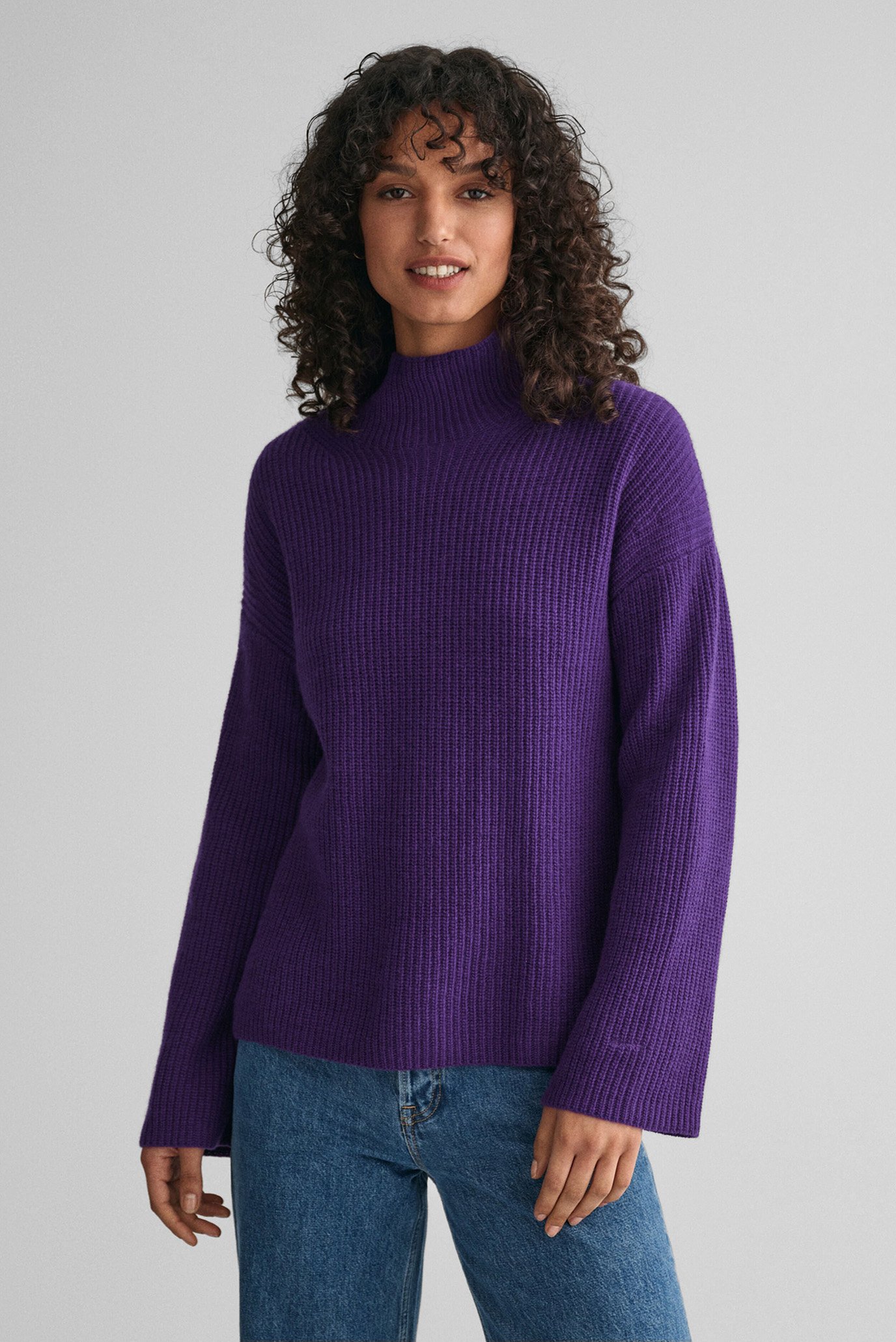 Женский фиолетовый шерстяной гольф WOOL RIBBED STAND COLLAR 1