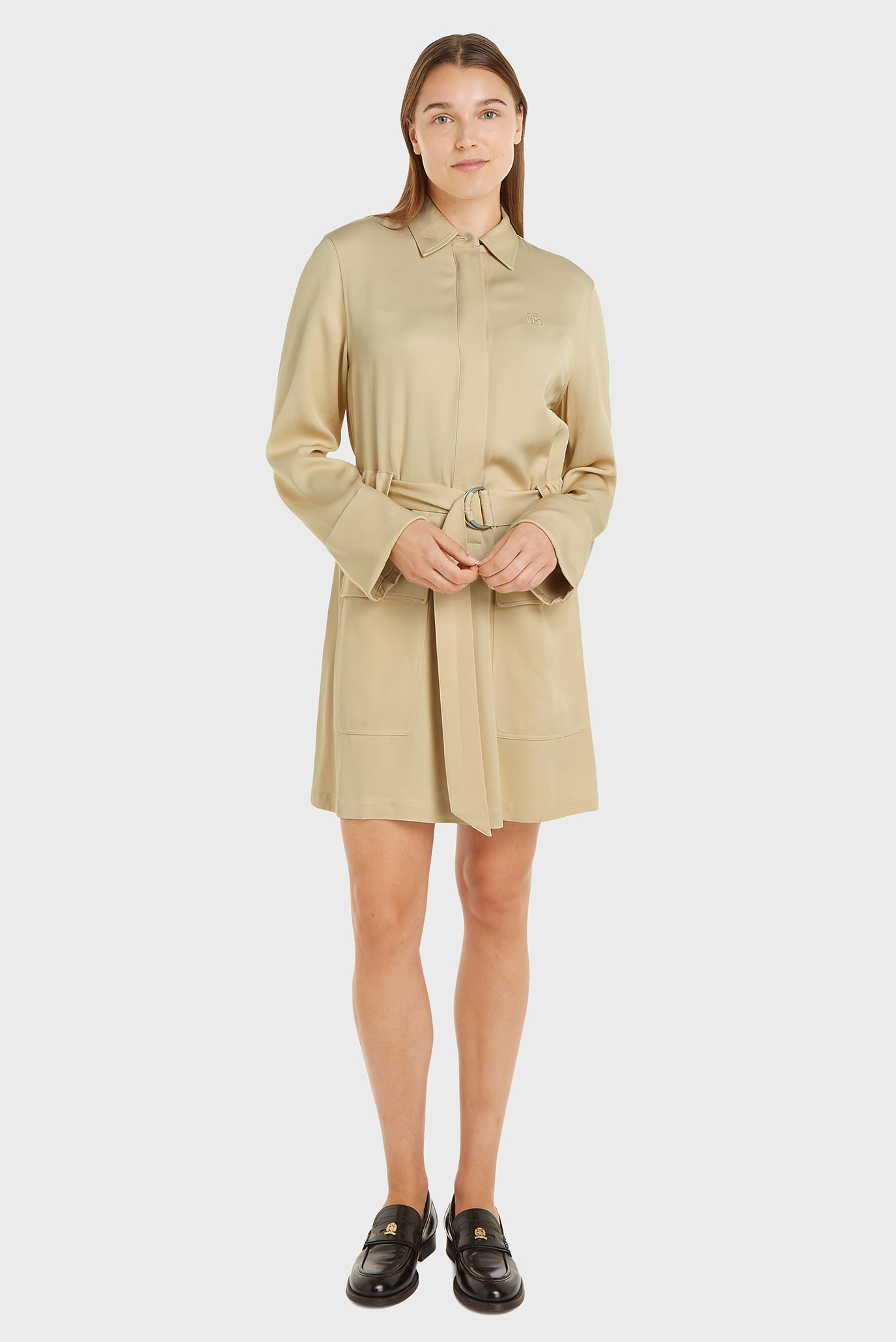 Женское бежевое платье SMD FLUID UTILITY SHORT DRESS Бежевый M Tommy Hilfiger WW0WW42308 Женское бежевое платье SMD FLUID UTILITY SHORT DRESS Бежевый M Tommy Hilfiger WW0WW42308