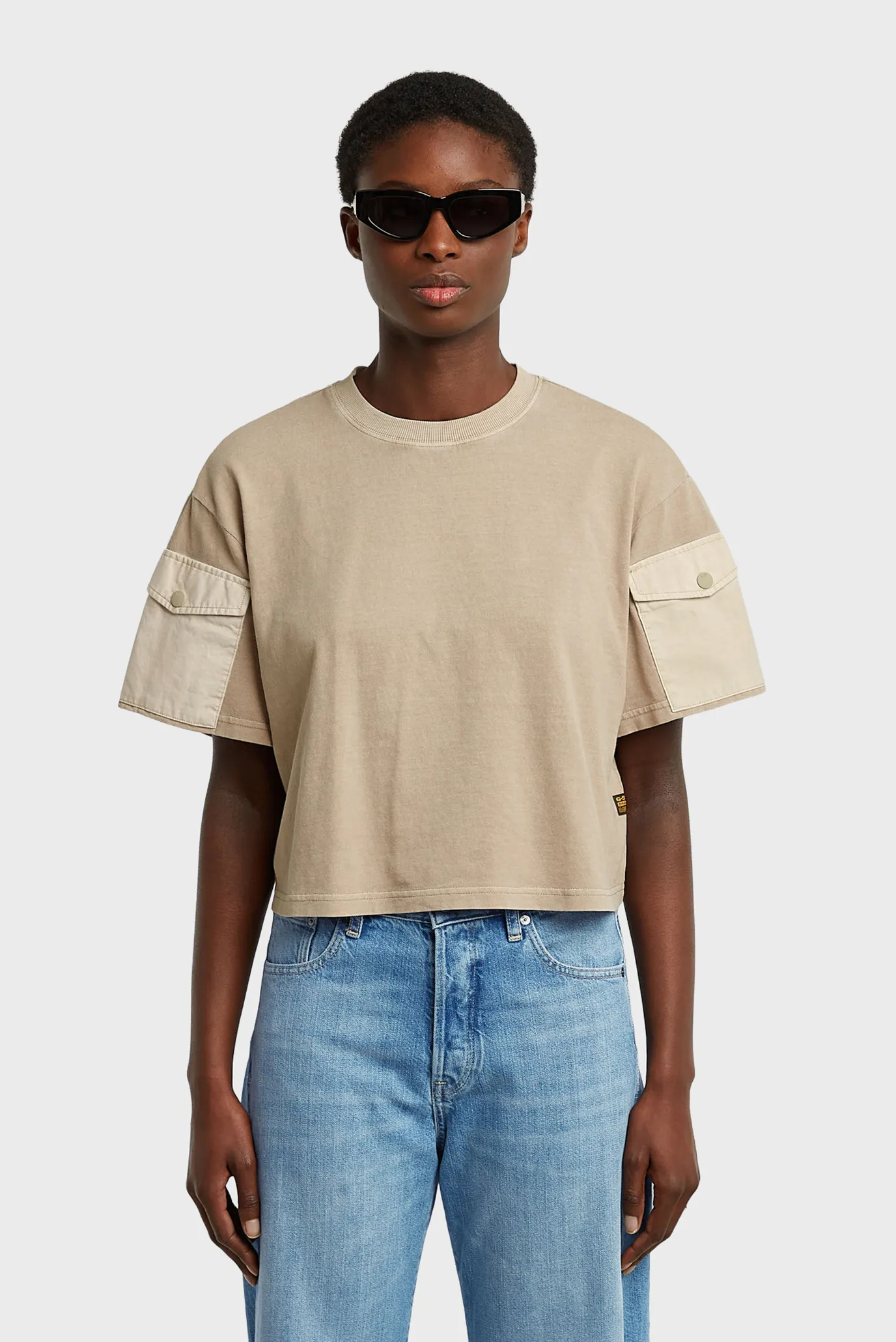 Женская бежевая футболка Бежевый S G-Star RAW D27193,C756