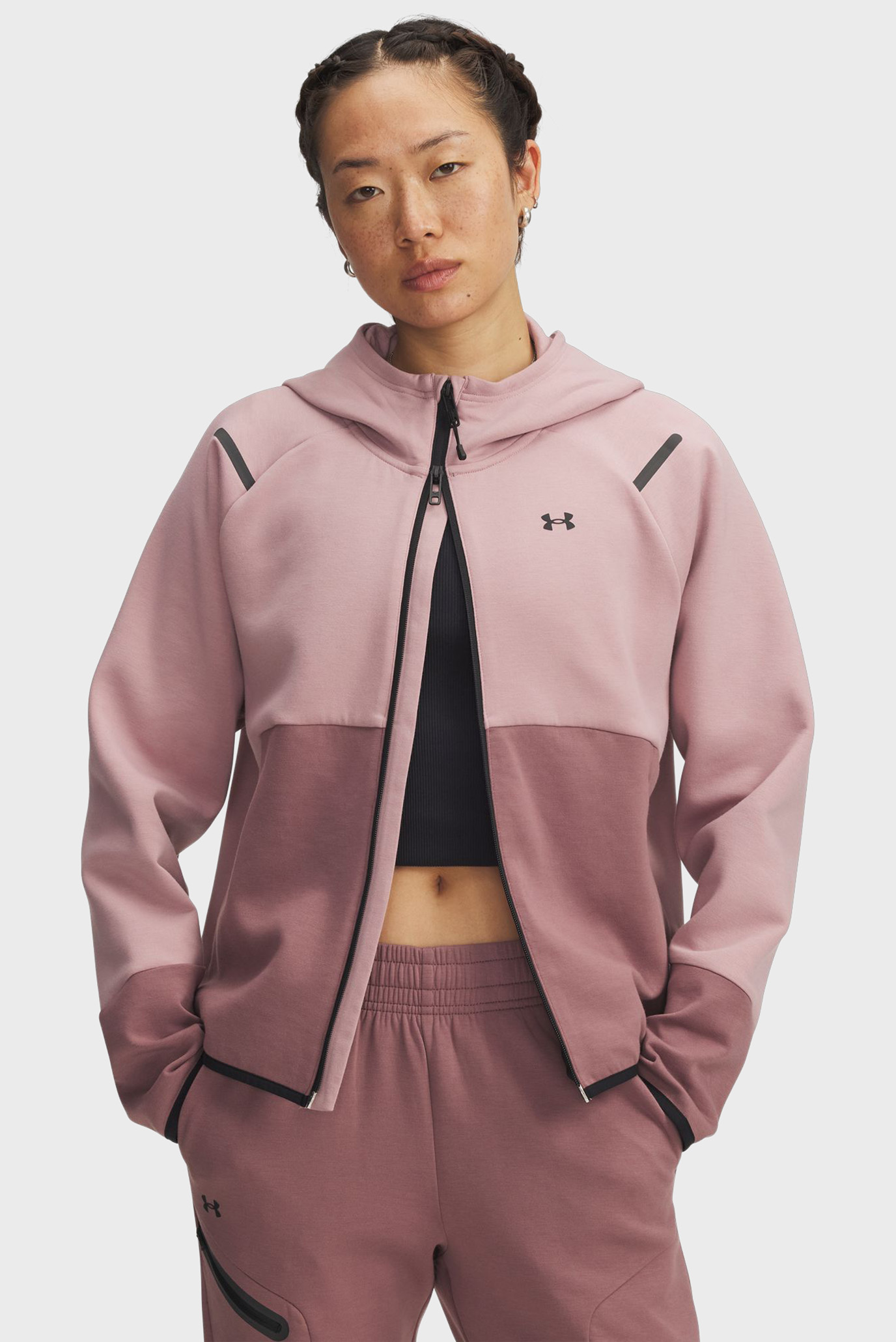 Женское розовое худи Unstoppable Fleece FZ Розовый XL Under Armour 1379842-673 Женское розовое худи Unstoppable Fleece FZ Розовый XL Under Armour 1379842-673