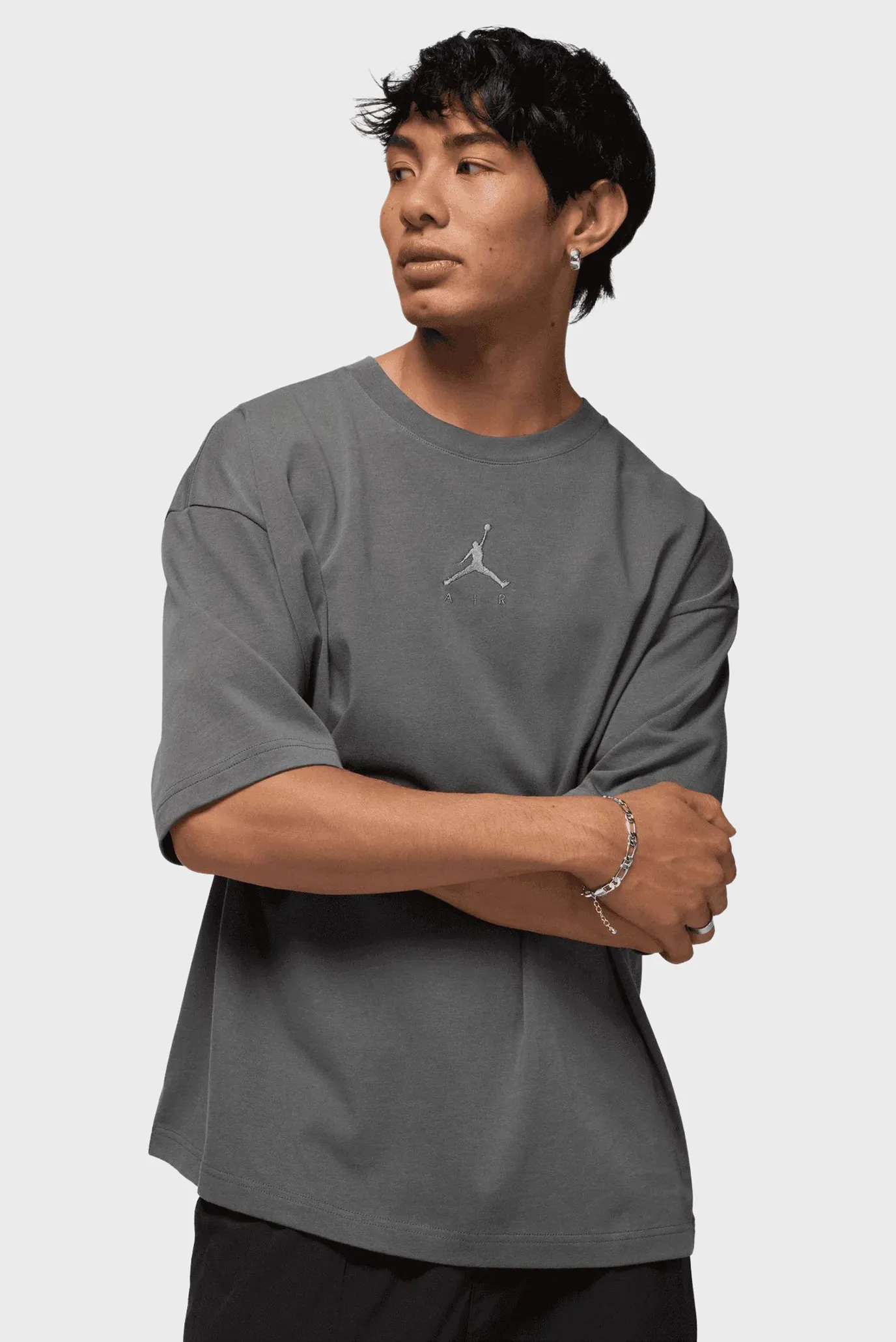 Чоловіча темно-сіра футболка M J FLT ESS OVSZ SS CREW 1