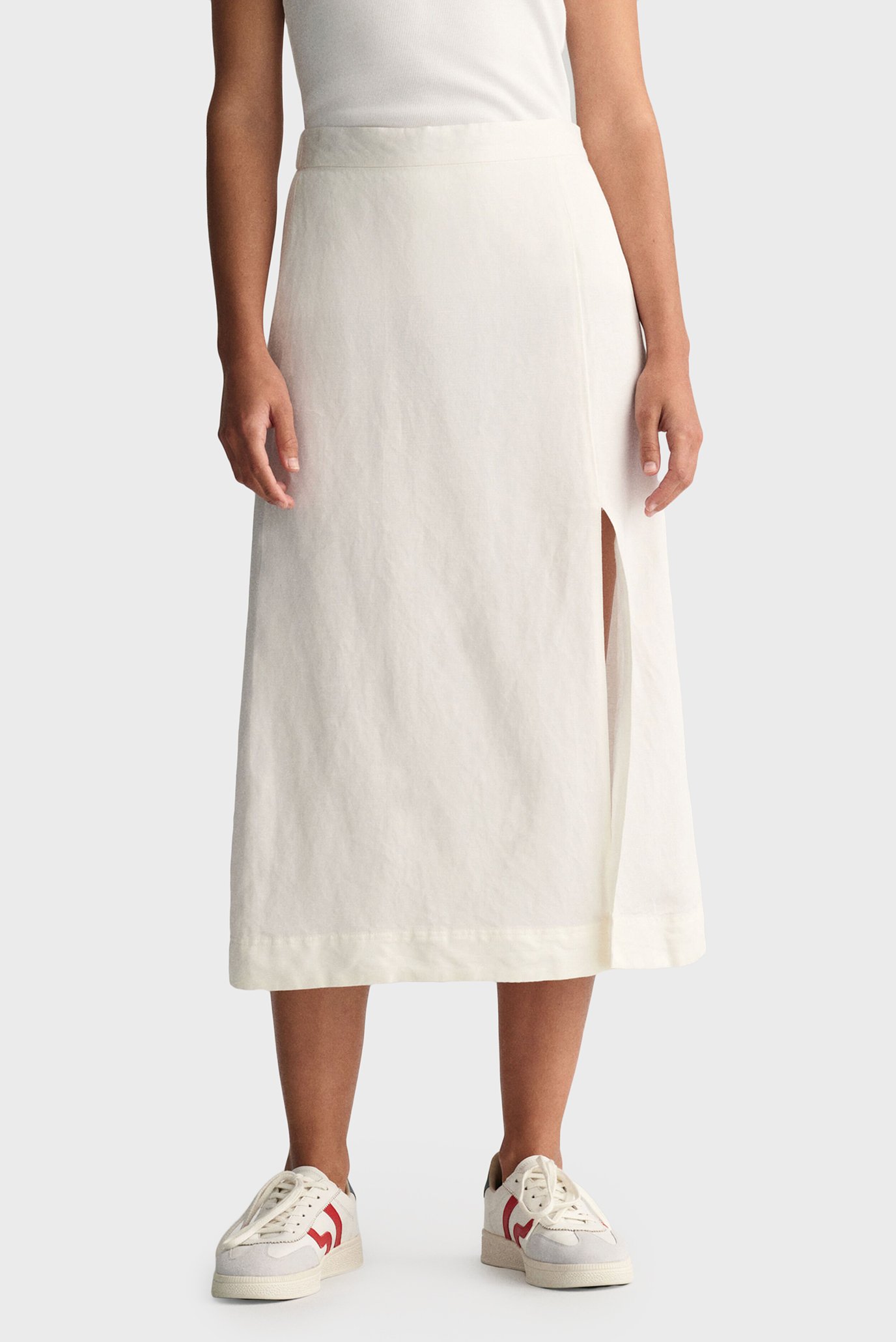 Женская белая льняная юбка REL MIDI LINEN BLEND 1