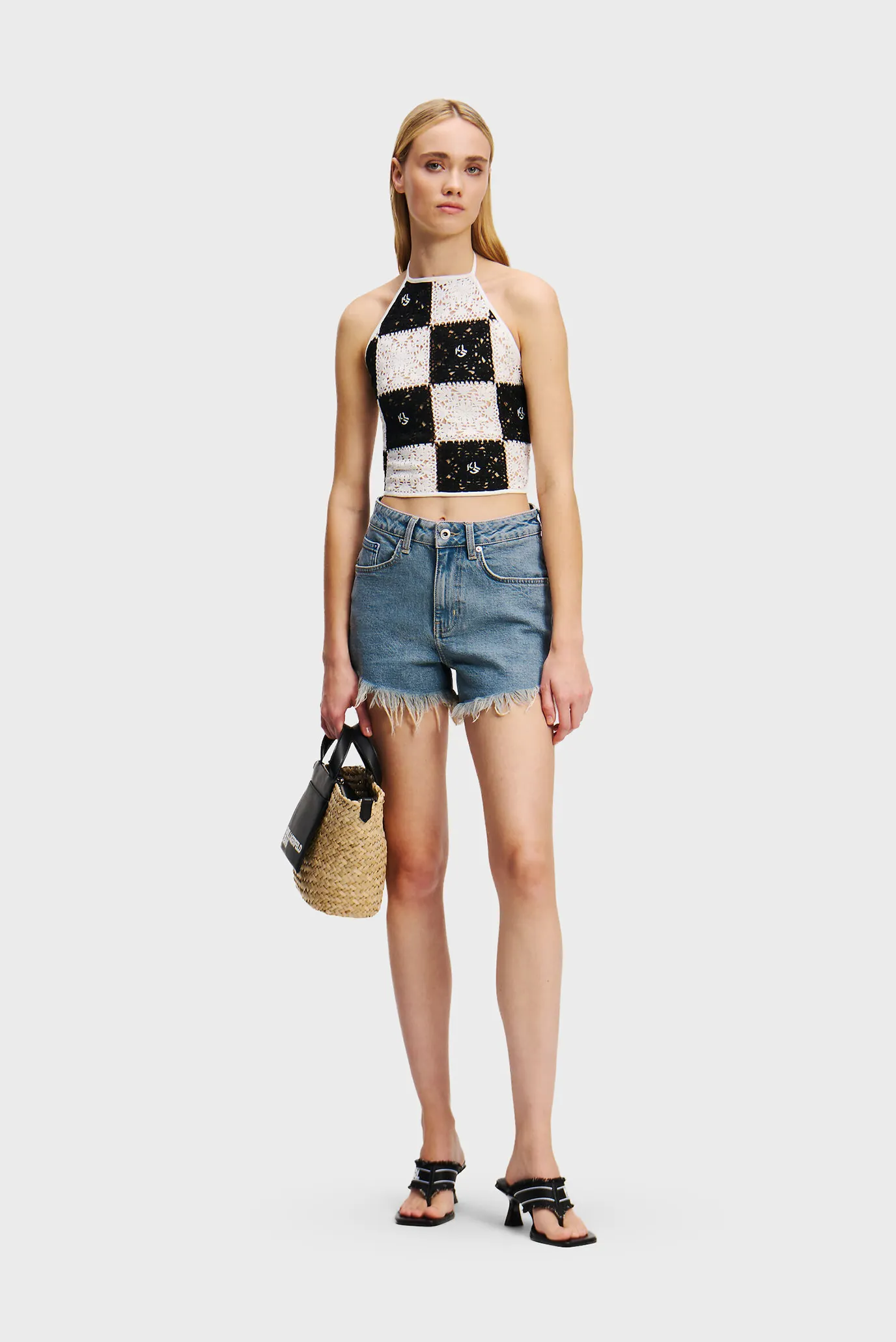 Женский топ в клетку CROCHET FITTED 2