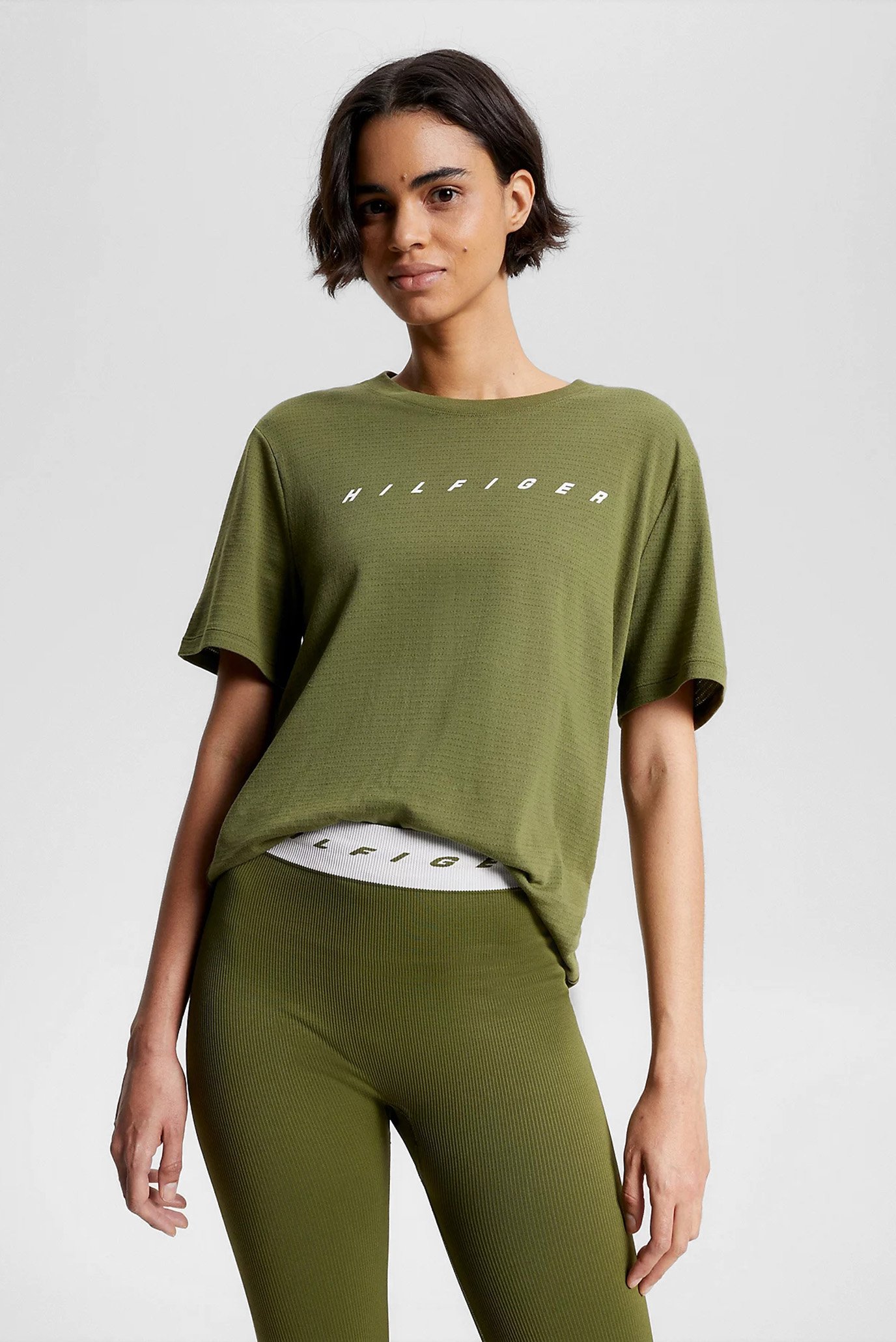 Женская зеленая футболка RELAXED LOGO TEE 1