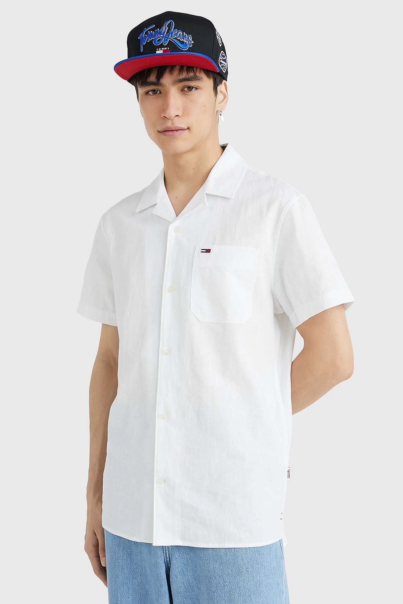 Мужская белая рубашка TJM CLSC LINEN CAMP SHIRT 1