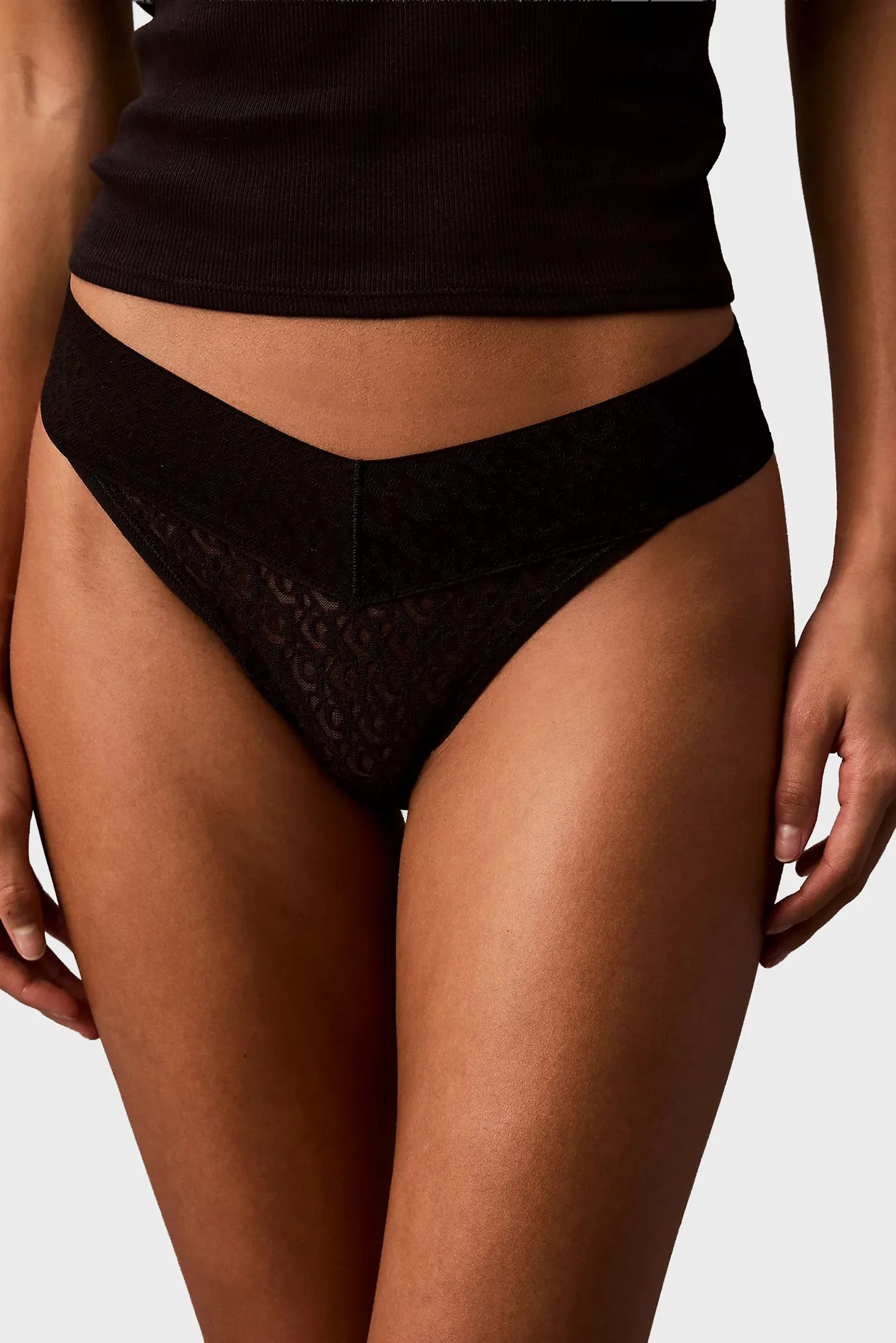 Жіночі чорні трусики з візерунком LOW RISE THONG 5