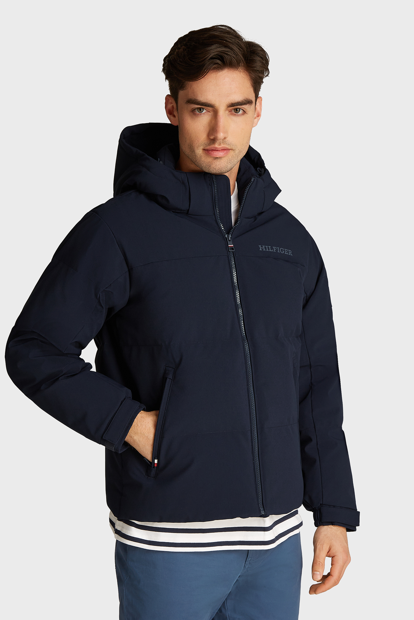 Мужской темно-синий пуховик GOOSE DOWN HOODED JACKET Синий M Tommy Hilfiger MW0MW36759 Мужской темно-синий пуховик GOOSE DOWN HOODED JACKET Синий M Tommy Hilfiger MW0MW36759